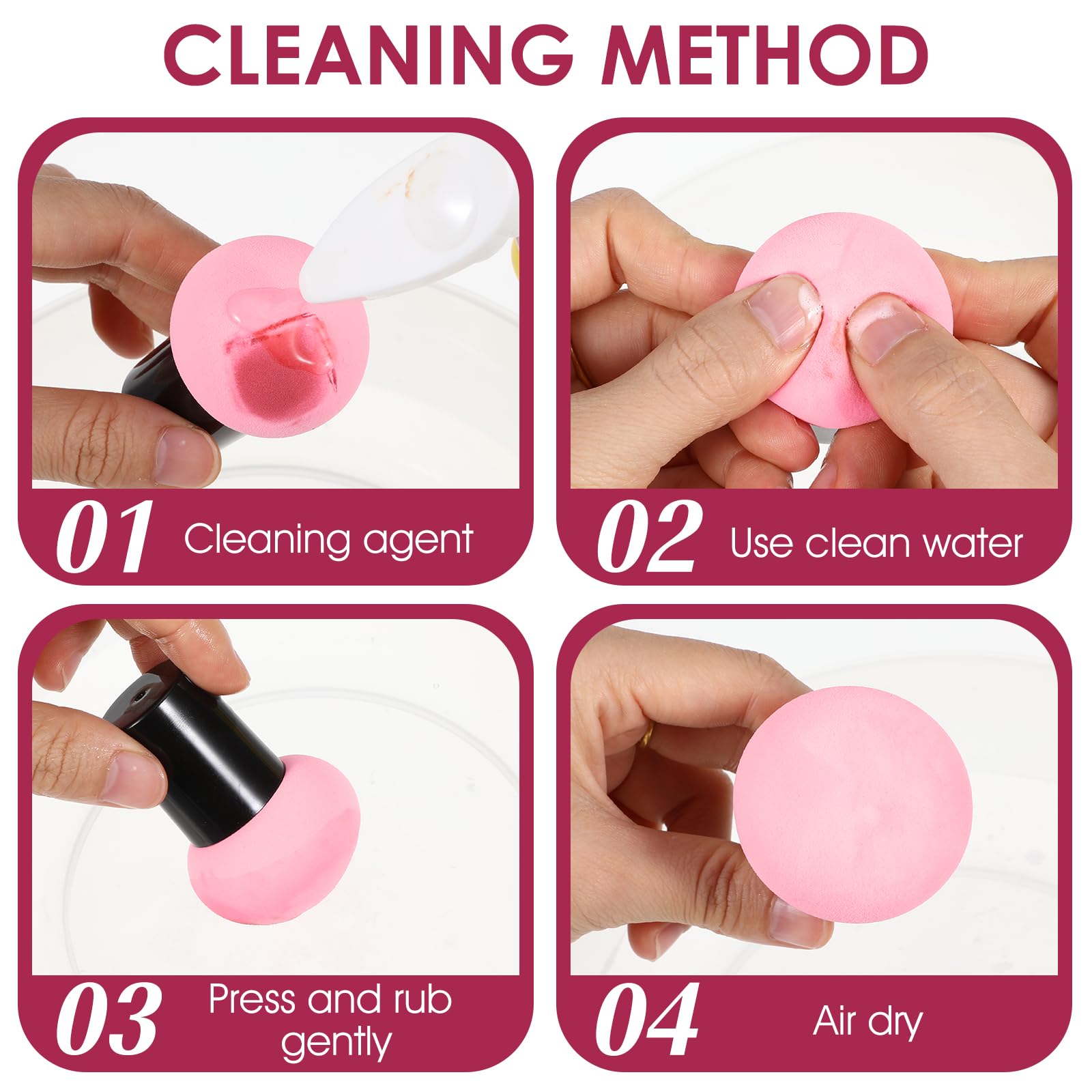 Dimeho Make-up Schwamm, 6 Stück Puderquasten-Pilze Beauty Blender Foundation, Blender Puff mit Griffen Make-up-Beauty-Tool für Foundation Concealer und Puder Nass und Trocken Doppelt Verwendbar