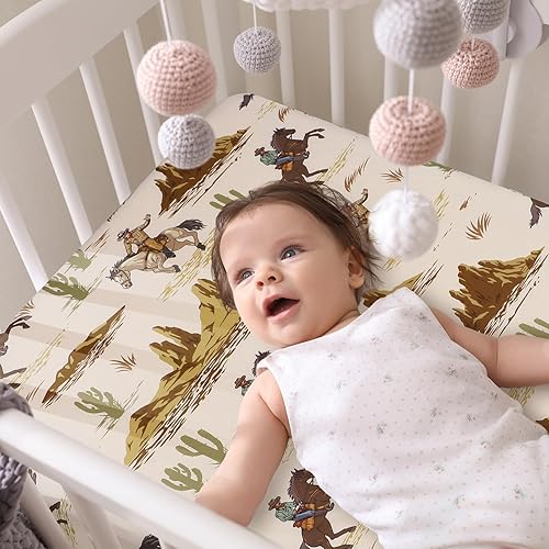Miniatura 6 de Juego de sábanas de 4 piezas para cuna, de vaquero occidental, para recién nacido, para guardería, para niñas, niños, regalos para colchones