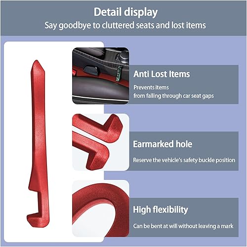 Miniatura 3 de Augeny 2 piezas de relleno de espacio para asiento de automóvil, tapón de cuero para llenar el espacio entre el asiento y la consola, bloqueador