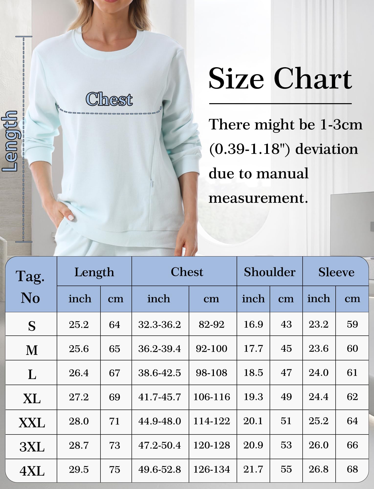 FEOYA Sudadera de maternidad de manga larga, cuello redondo, camisas de lactancia, cremallera lateral, sin botones, holgada, casual, suave, para embarazo, invierno, otoño