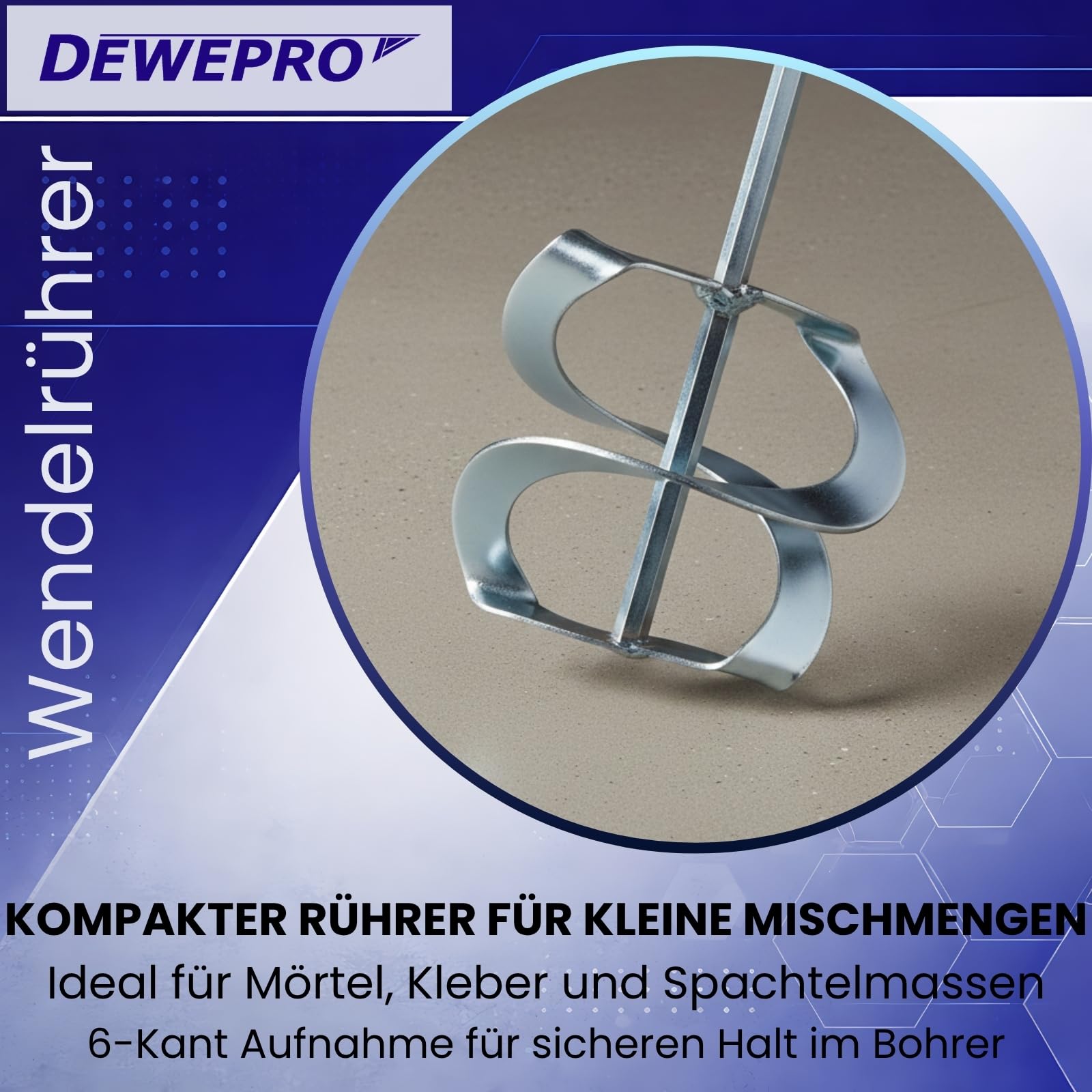 DEWEPRO® Set di 2 Miscelatori a Spirale in Acciaio Galvanizzato Ø110x500 mm – Fruste Miscelatrici Professionali per Malta, Collanti, Resine Epossidiche e Materiali Pastosi
