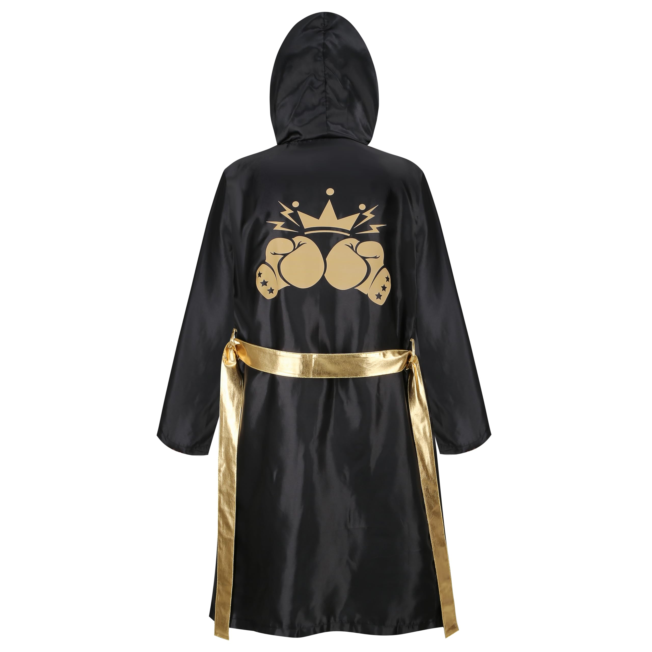 LMYOVE Peignoir de boxe en satin épais pour homme avec capuche et short - Fournitures de fête