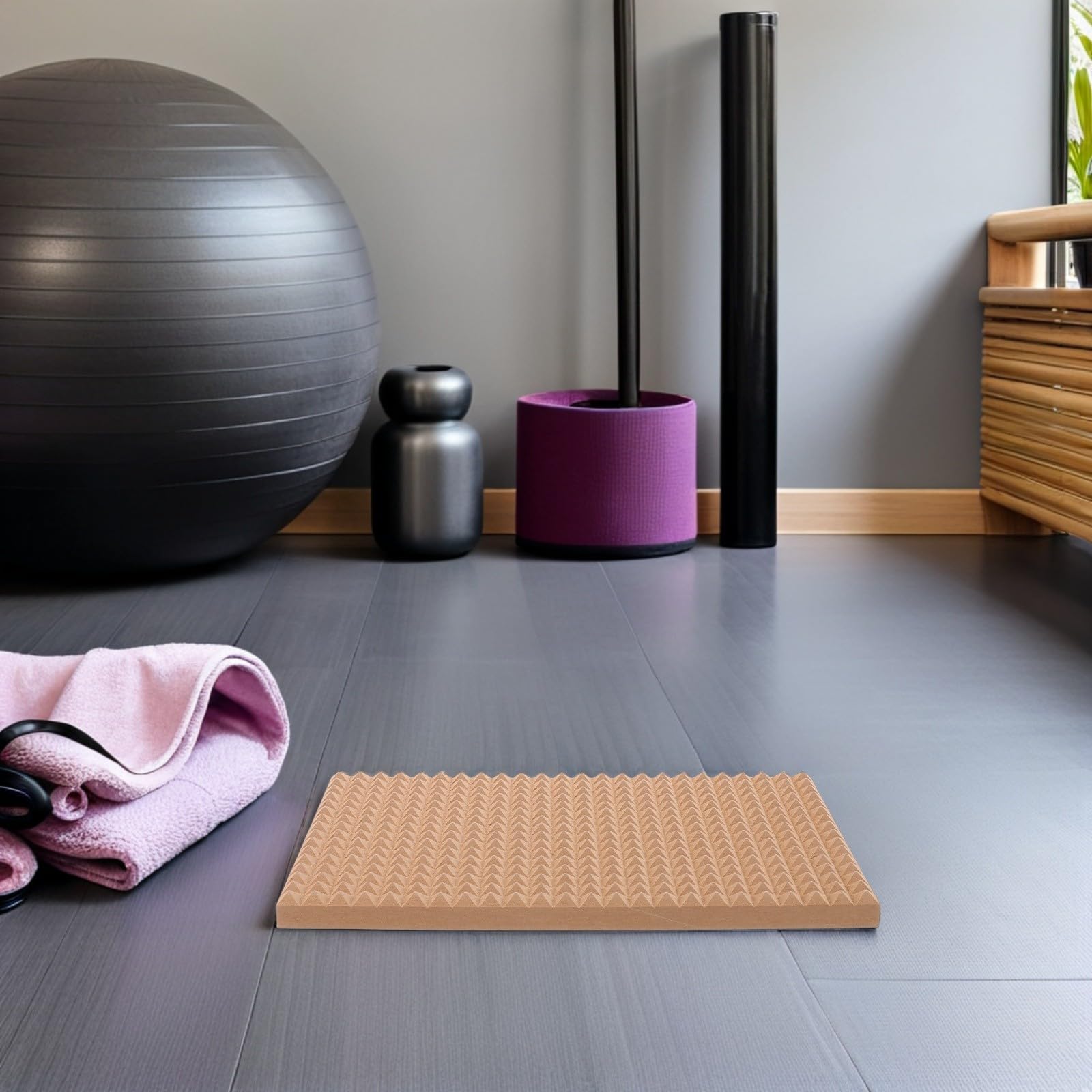 Healeved Esterilla de Acupresión de Madera para Pies Diseño Natural y Forma Cónica, Masajeador Portátil para Cuidado en Casa o Gimnasio
