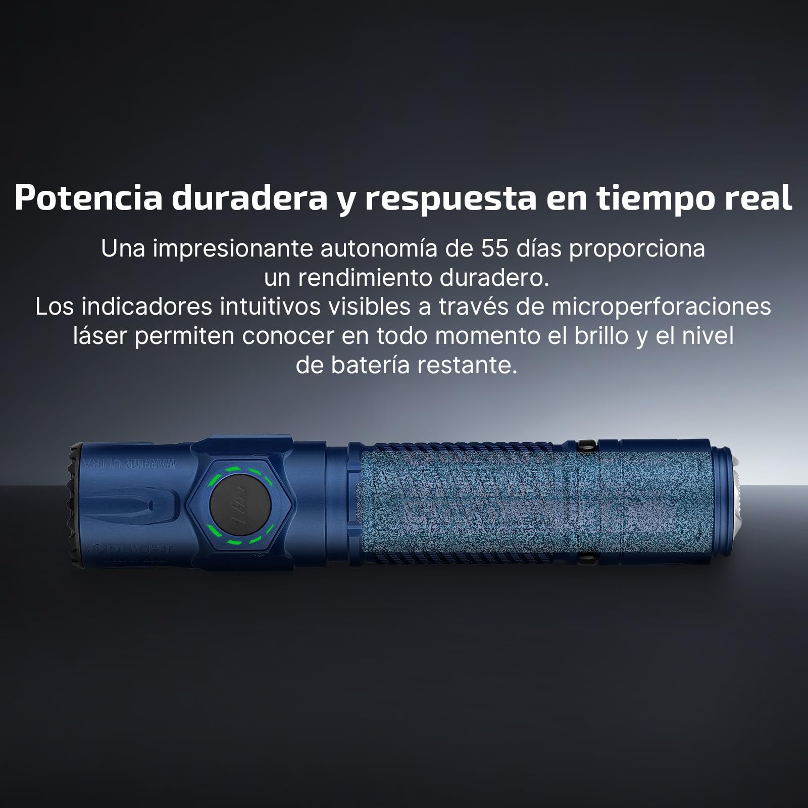 OLIGHT Warrior Ultra V2 Táctica Linterna 2500 Lumens, 320m de Alcance, 55 días de autonomía, Sensor de Proximidad para Senderismo Camping Pesca Emergencia EDC (Azul Marino) | Carcasa OAL de Aluminio, Diseño EDC Compacto, Doble Interruptor Portátil, IPX8,