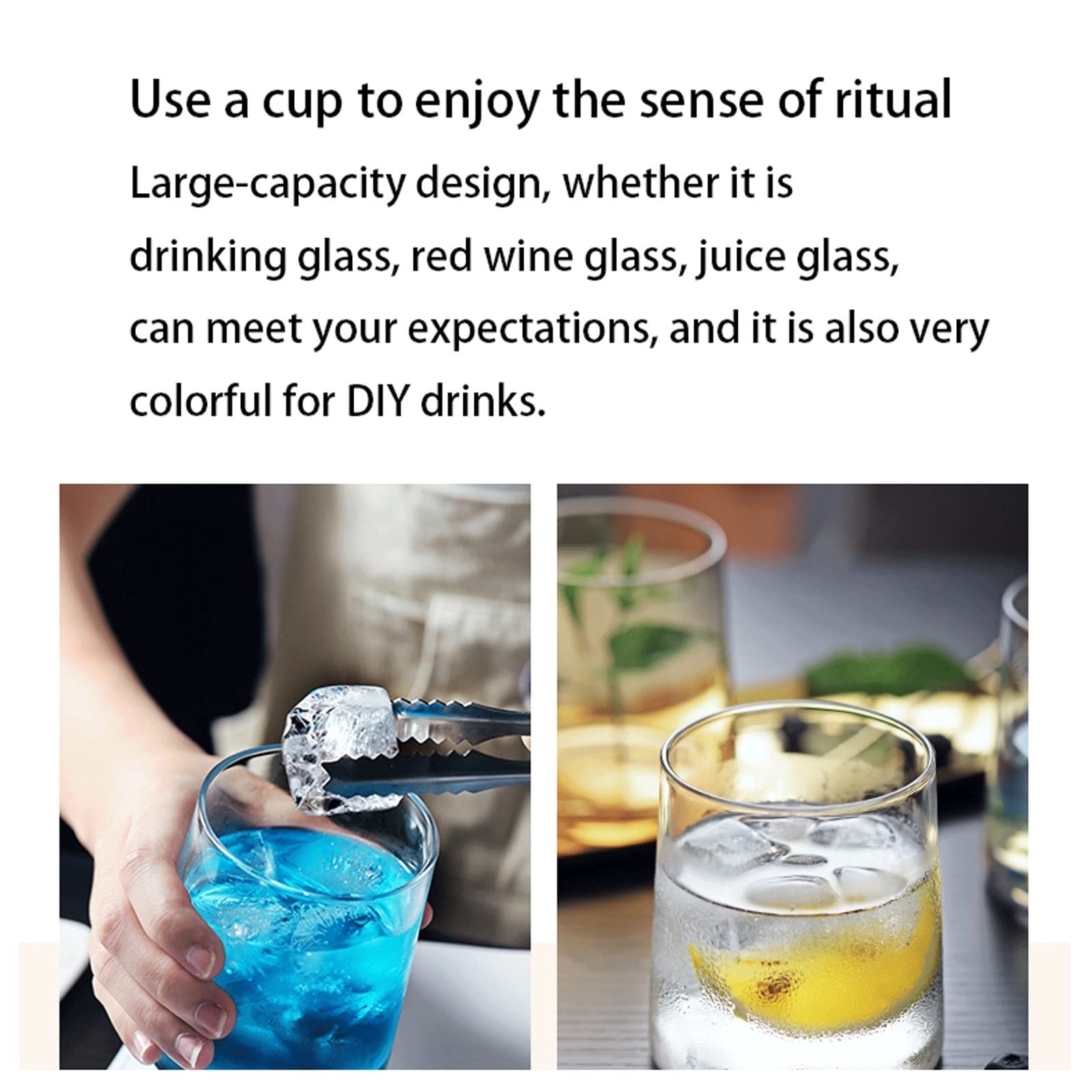 Vaso para Beber Conjunto de Taza de Vidrio de Colores de 6 ooz Jugo Leche té Desayuno Bebida Bebida Whisky cristalería hogar Libre de Plomo Juego Vasos de Cristal(A)