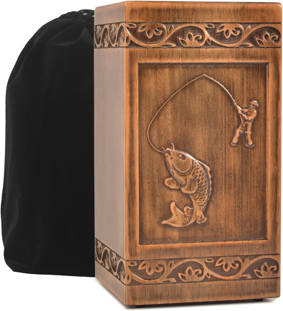 Handmade Wooden Engraved Urn for Human Ashes 250lbs Adult Male Female Satin Bag Hummingbird Cremation urns Box