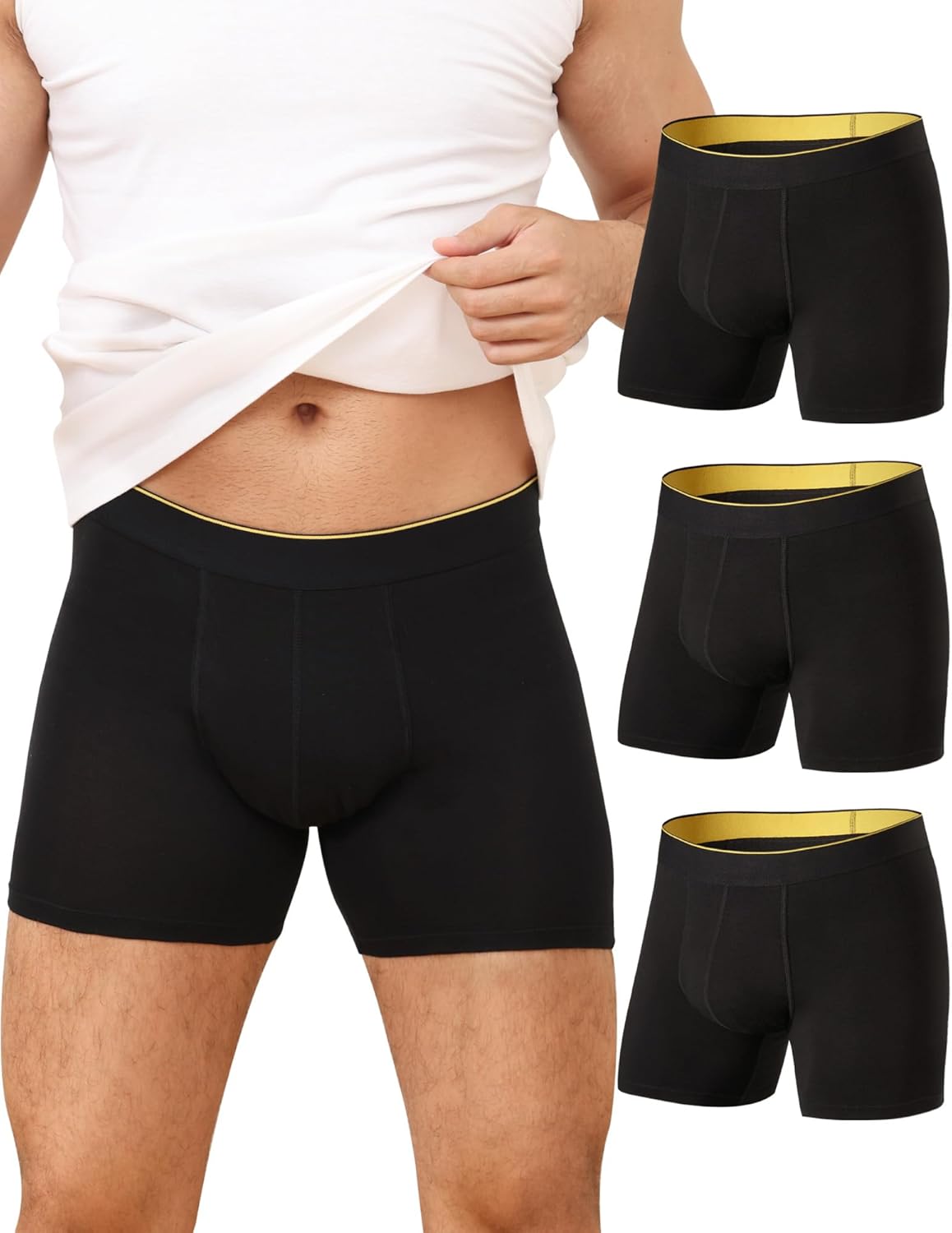 Battewa Leak Proof Underwear for Men Oeko-TEX Incontinence Underwear for Men Bladder Leakage Boxer Briefs 60ml Discreet Protection 3-Pack (Black X-Large)