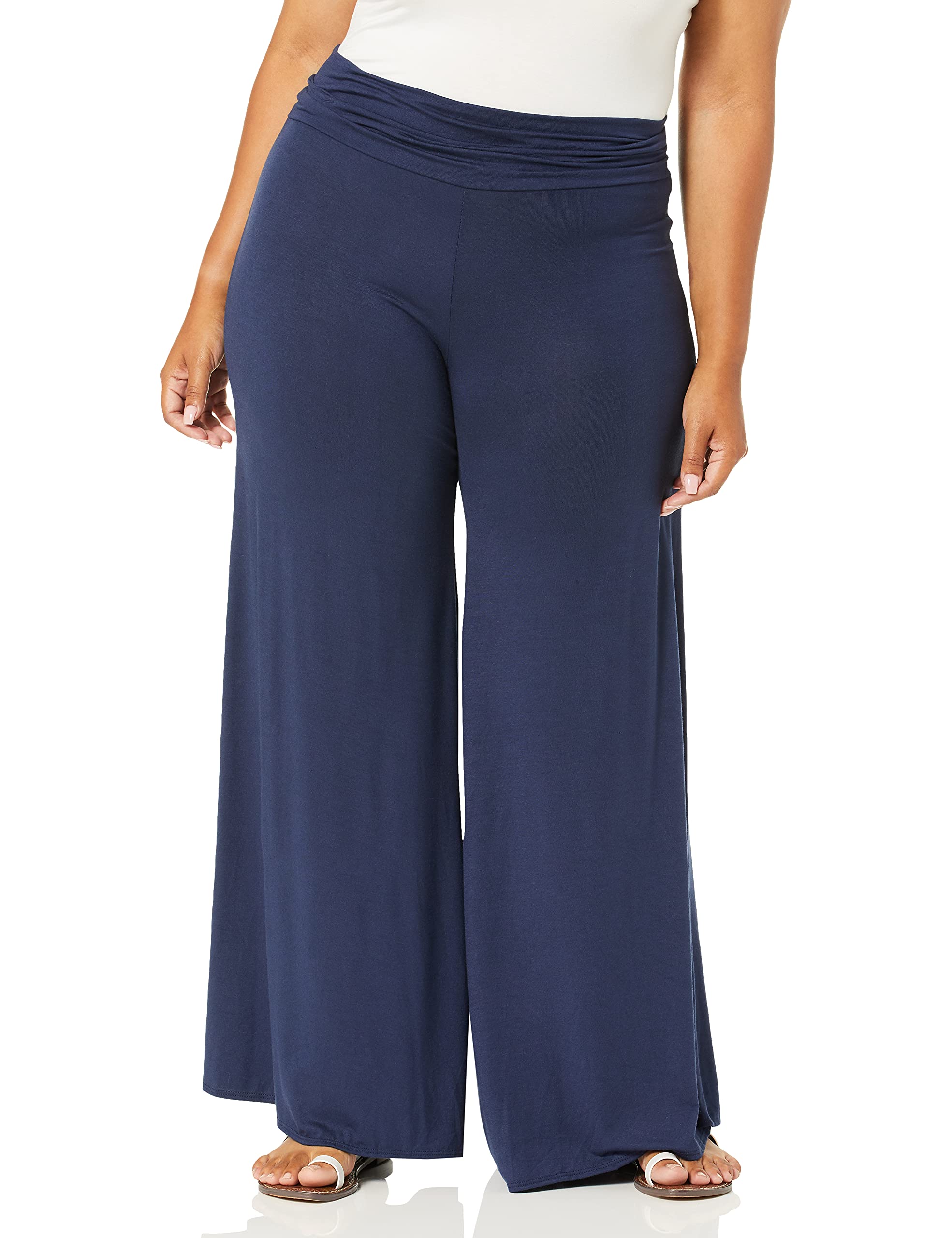 Star Vixen Womens Plus-Size Stretch Rayon Jersey Wide-Leg Palazzo Pant