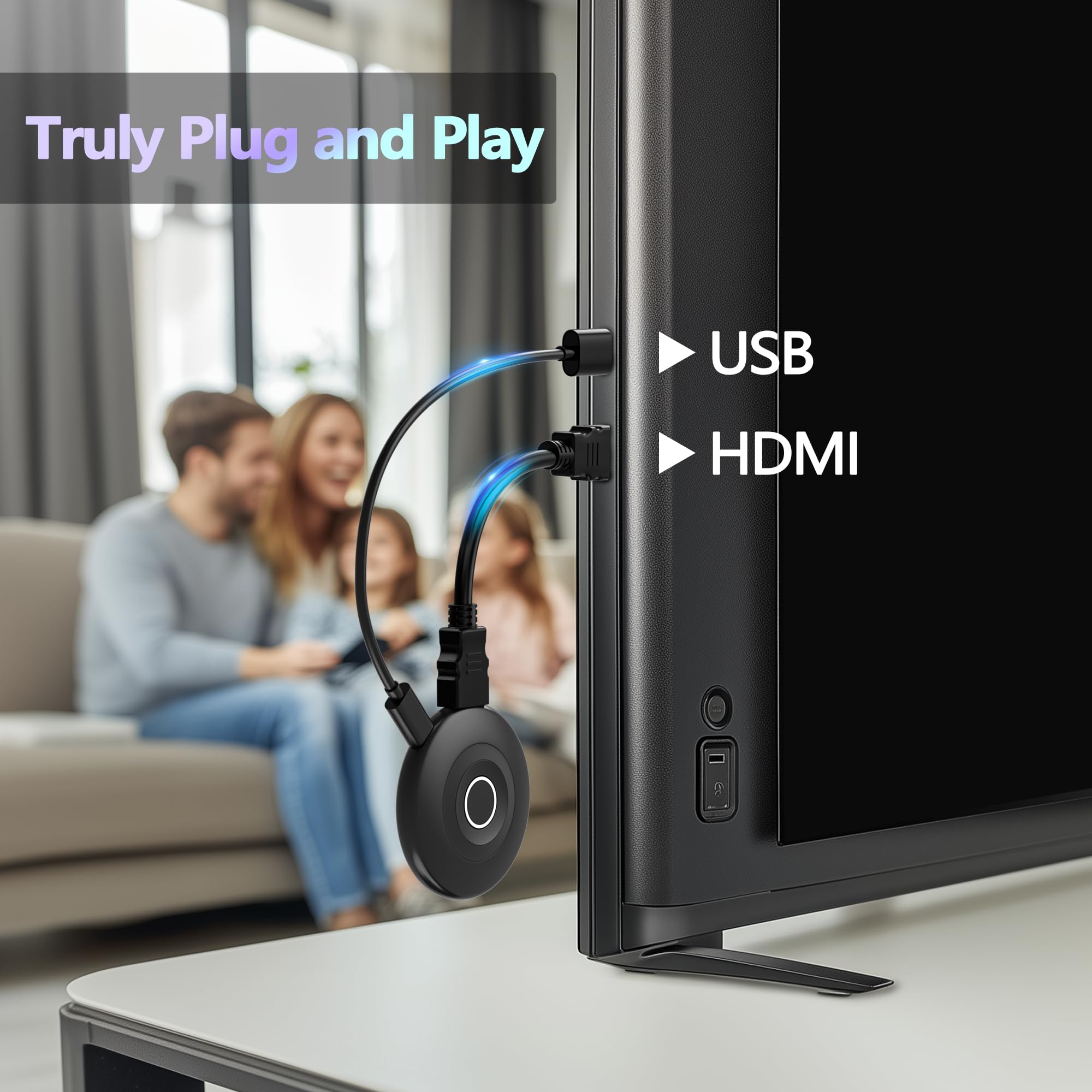 2026 Wireless HDMI Dongle 4K für TV, 2.4/5G Ultra Low Lag, Miracast Wi-Fi HDMI Kabellos Dongle, Airplay Adapte Funk Mirroring Video Audio für Phone i-OS Android Pad DLNA Mac PC zu TV Monitor Projektor