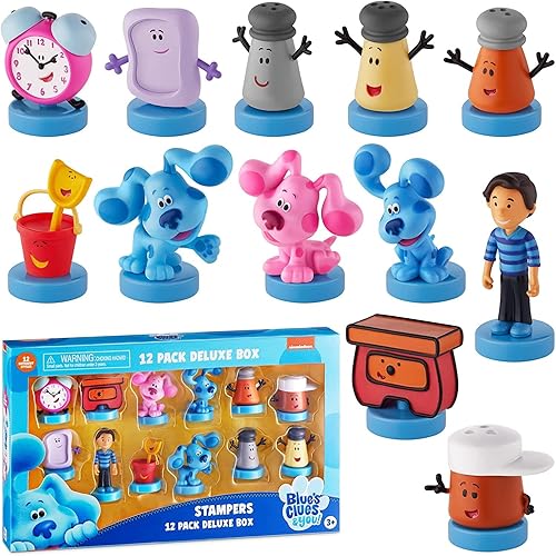 PMI Blue s Clues - Sellos para niños 12 sellos de juguetes de pistas azules en 1 paquete Colecciona los 12 juguetes de pistas azulesmini juguetes