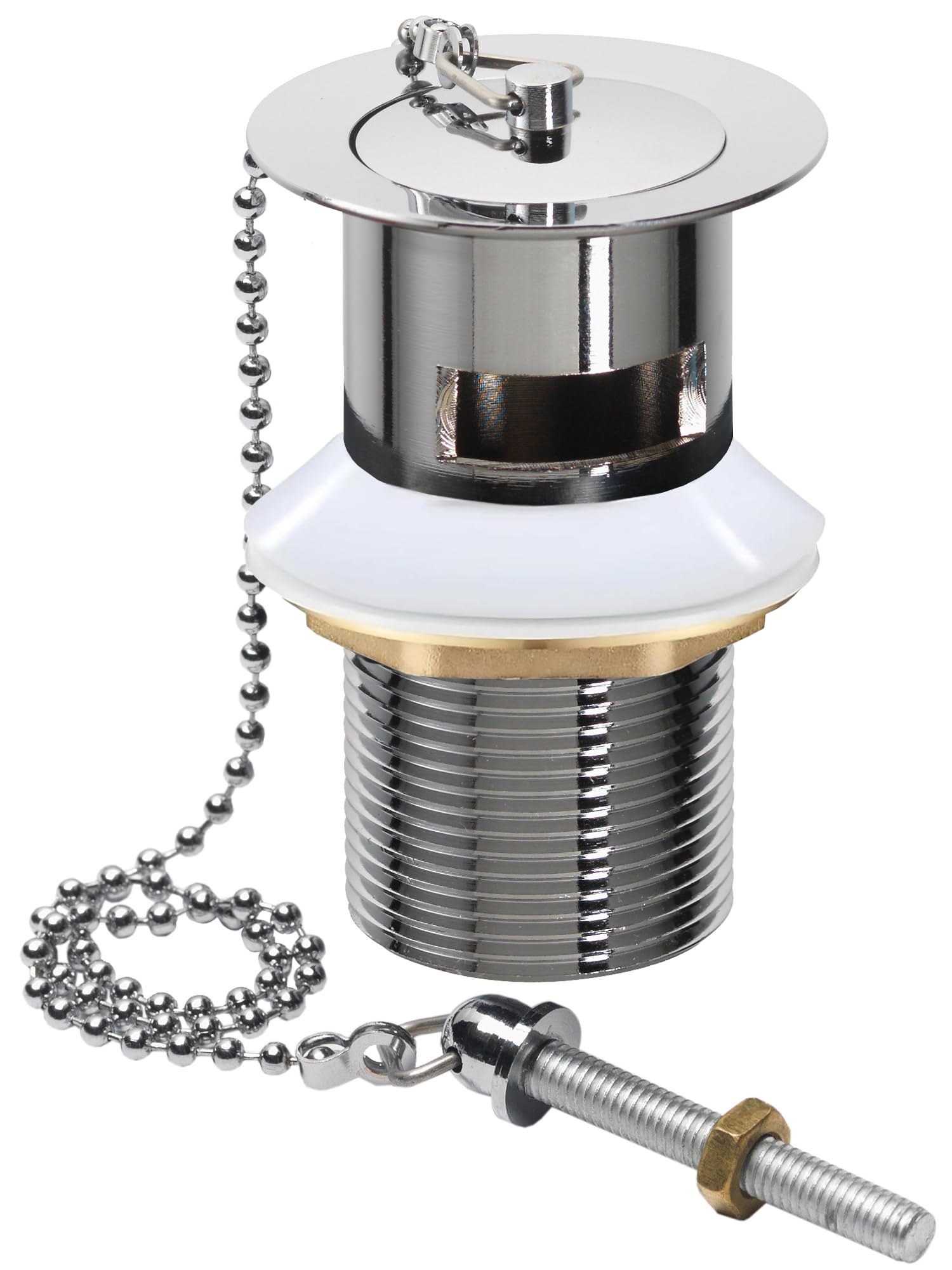 Body-Plus Basin Waste Sink Stopper – Chrome Finish Bath Plug and Chain – Easy Fit Basin Sink Plug Chain for Standard Bathroom Sinks – Durable Waste Stopper with Metal Chain
