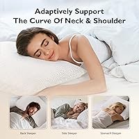 Vista 4 de ALPHA HOME Almohadas tamaño King - Almohada de espuma viscoelástica triturada ajustable para dormir de espalda, de lado y de estómago, alivio