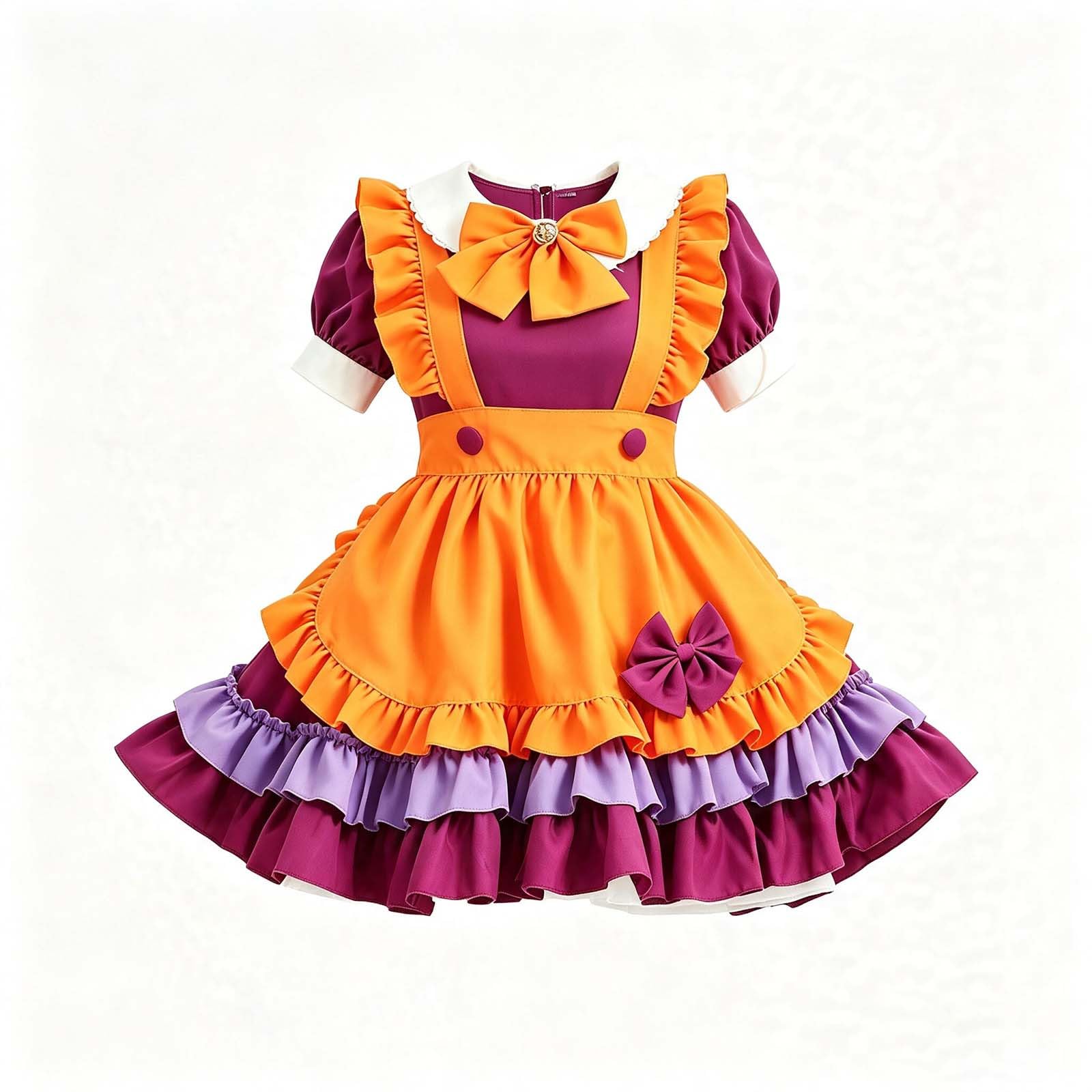 Generico Costume Halloween Bambina Zucca Cameriera Dress | Abito cosplay con stile pumpkin maid, costume festa Halloween, Carnevale, party e travestimenti