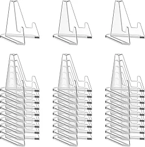 30 Pack Acrylic Card Display Stands, Mini Clear Easel Stand Holders for Sports Cards, Coins, Medals