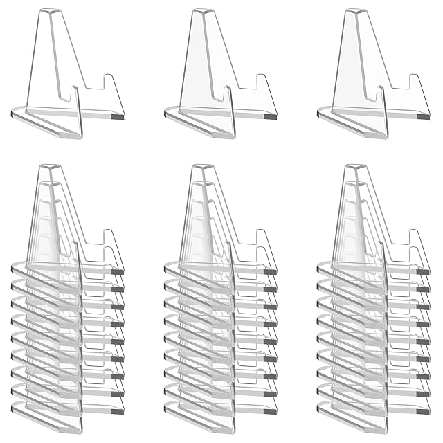 NIUBIER 30 Pack Arcylic Card Display Stands Mini Clear Easel Stand Holder for Sports Graded Challenge Coin Trading