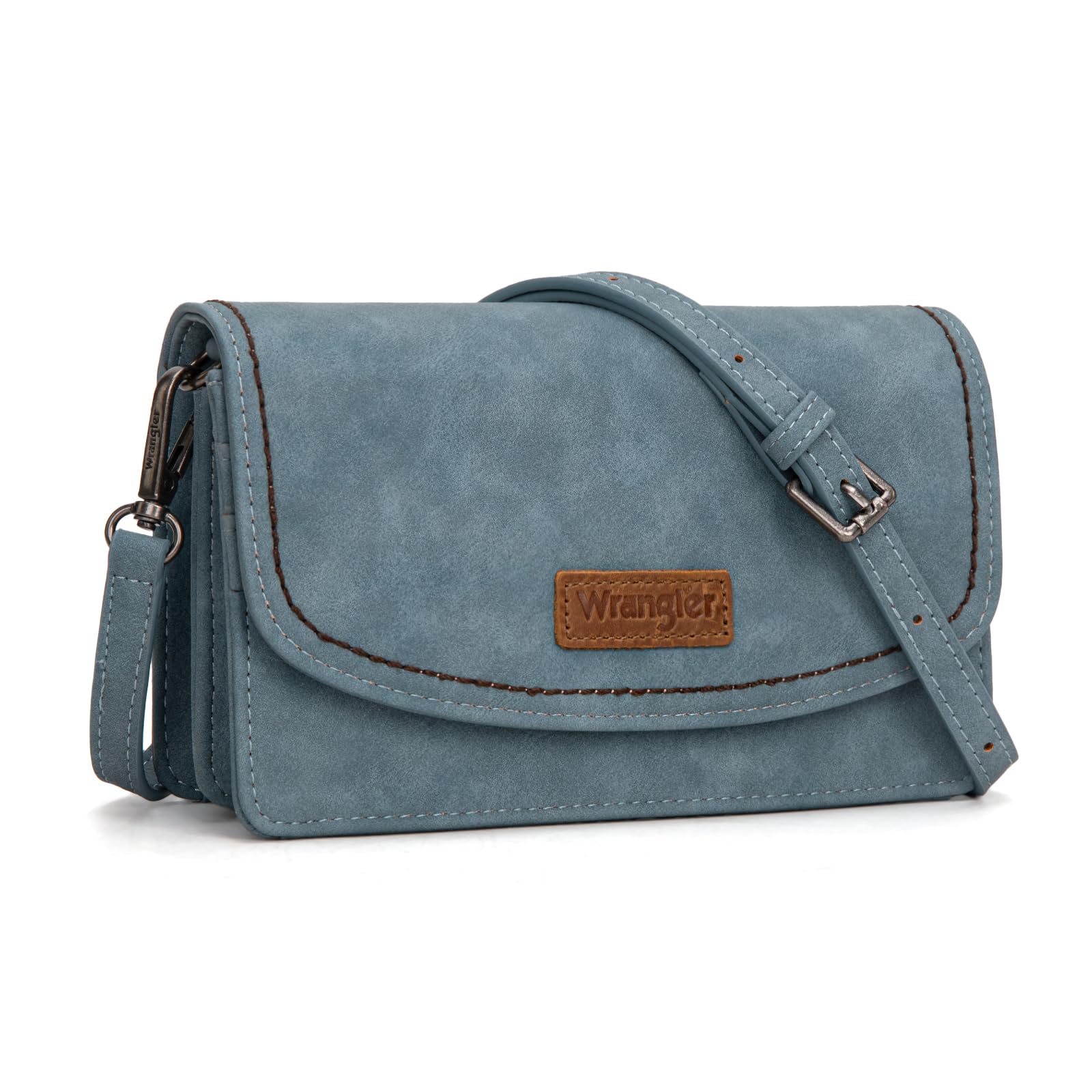 Wrangler Small Crossbody Bag for Women, RFID Blocking Wallet Purse with Adjustable Strap, Multi-Compartment Shoulder Handbag