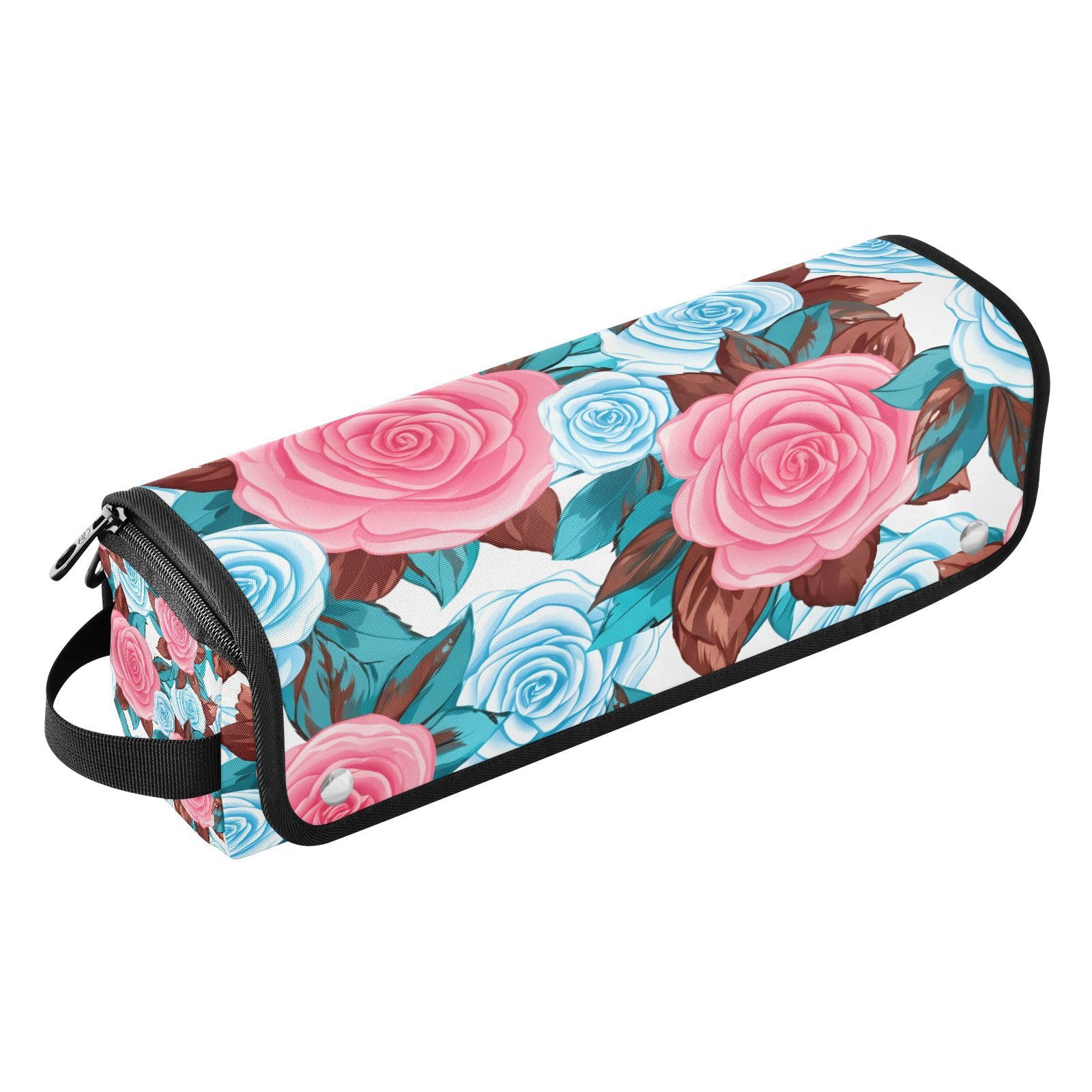 Rose Flower Hair Tools Travel Bag Portable Hair Accessory Organizer with Heat Resistant Mat 2 in 1 Curling