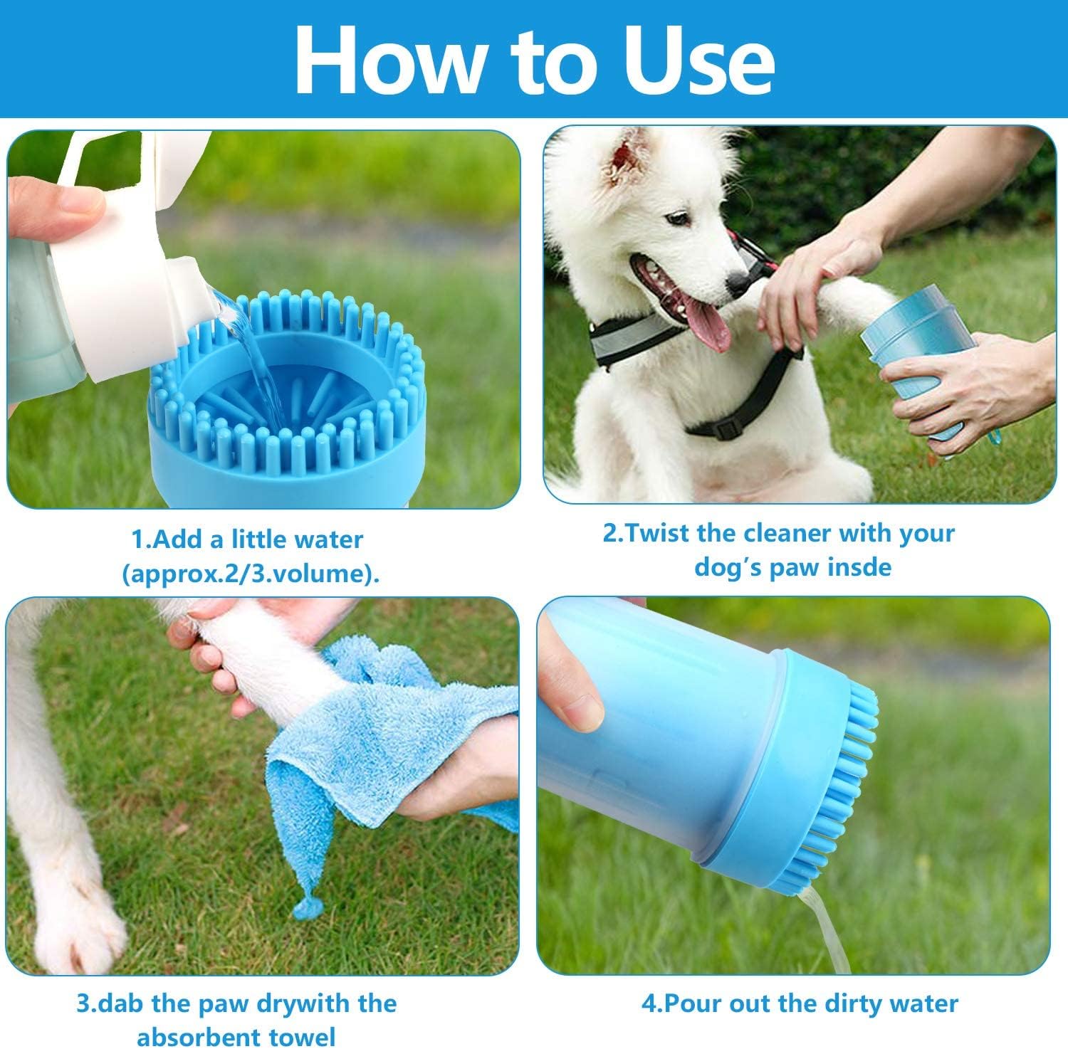 2in1 Dog Paw Cleaner Portable Pet Cleaning Brush Cup for Pets Claws