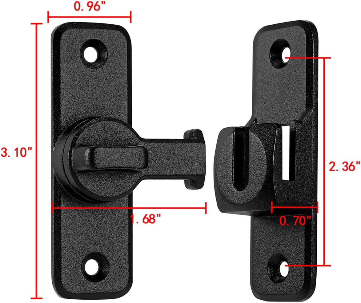 3 Packs Matte Black 90/180° Barn Door Latches,Right Angle Door Lock,Zinc Alloy Flip Latch for Cabinets,Bathroom,Barn,Gardens,Windows and Small pet Cages