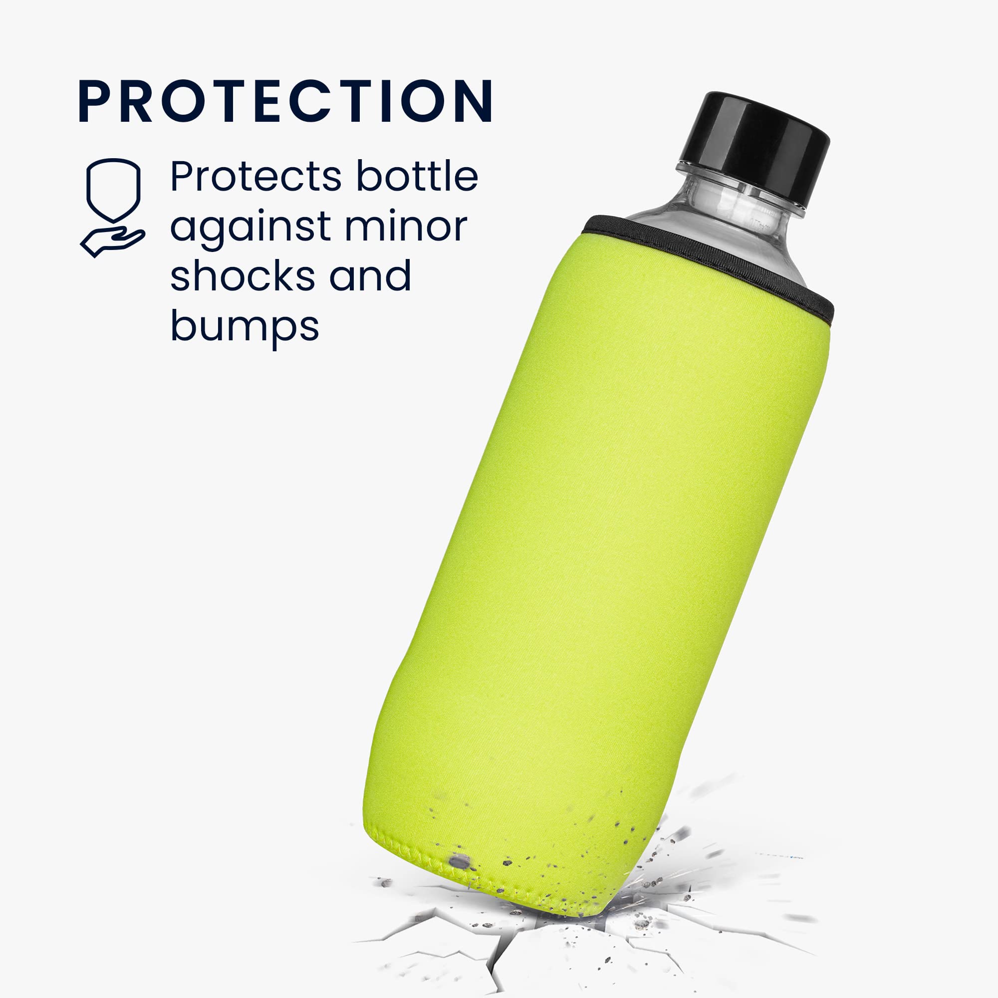 kwmobile Neoprene Cover Compatible with Soda Stream DUO/Terra - Cover Cooler for Glass Bottle - Set of 2, Light Blue/Yellow - Image 4