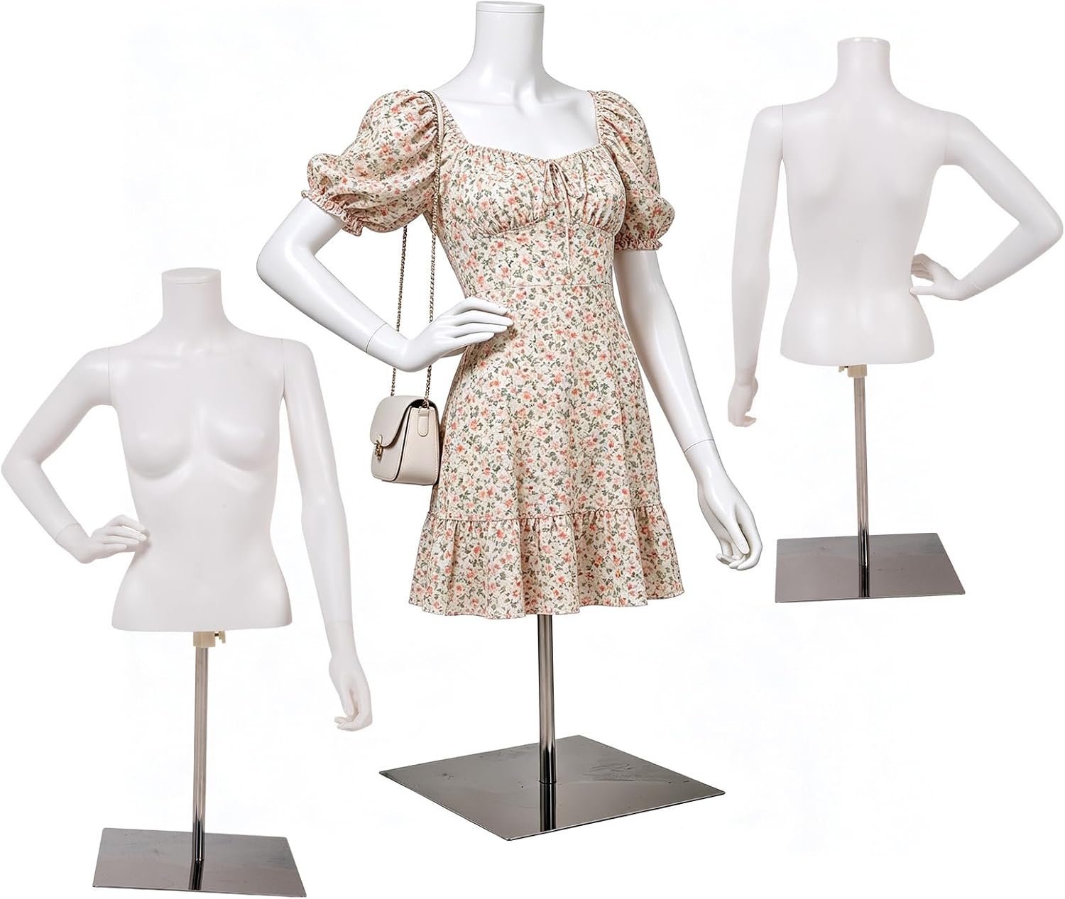 Kinfant White Half Body Female Mannequin - Elegant Female Mannequin with Stable Base, Manne quin Dress Form Display, Detachable Manikins (Upper-Body)