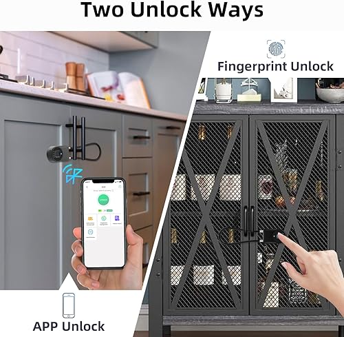 Miniatura 2 de Eseesmart - Candado de cable de huellas dactilares, grillete largo con control de aplicación, cerradura de gabinete, cerradura de equipaje, candado
