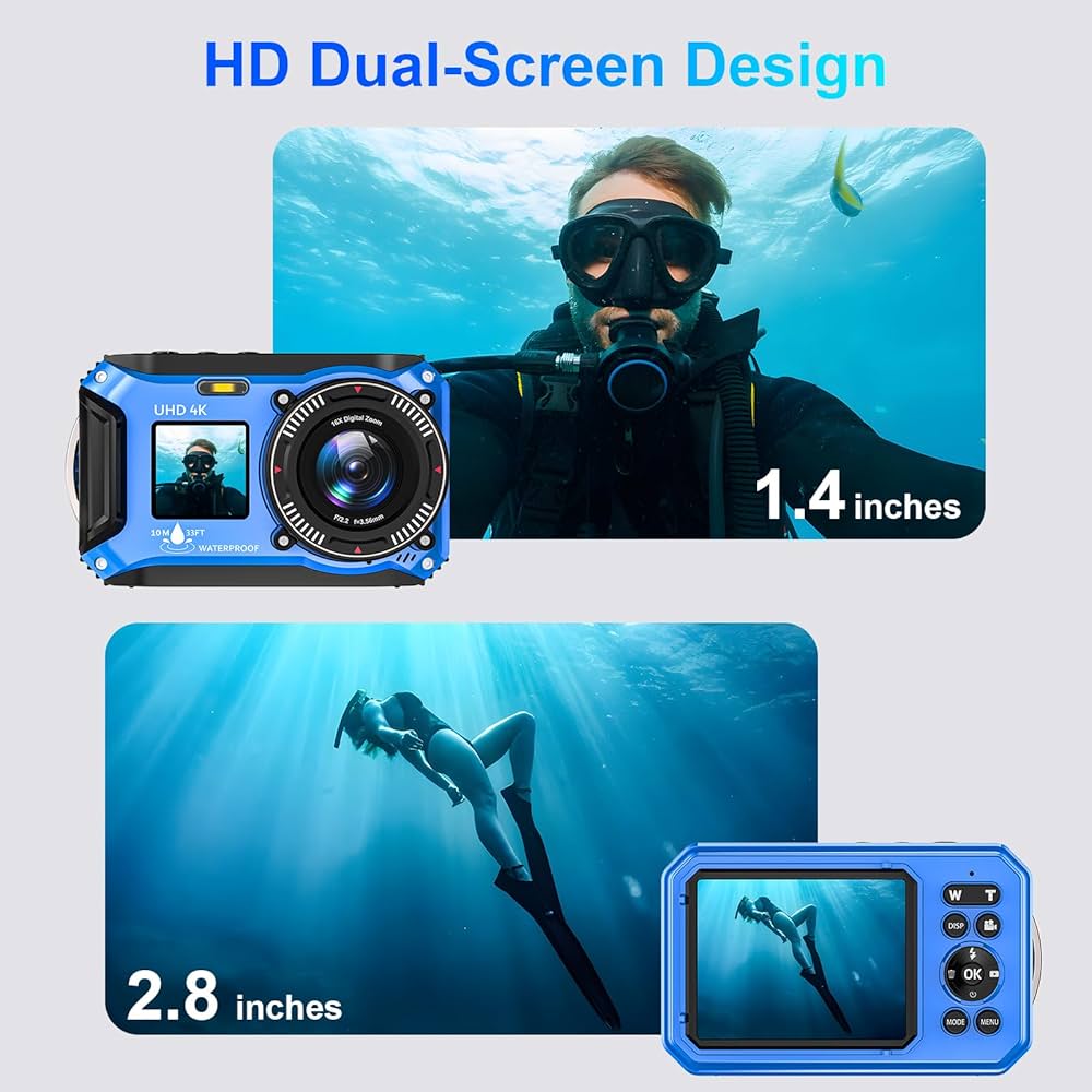 Amazon | デジタルカメラ - 4K 56MP 33FT UHD 水中カメラ