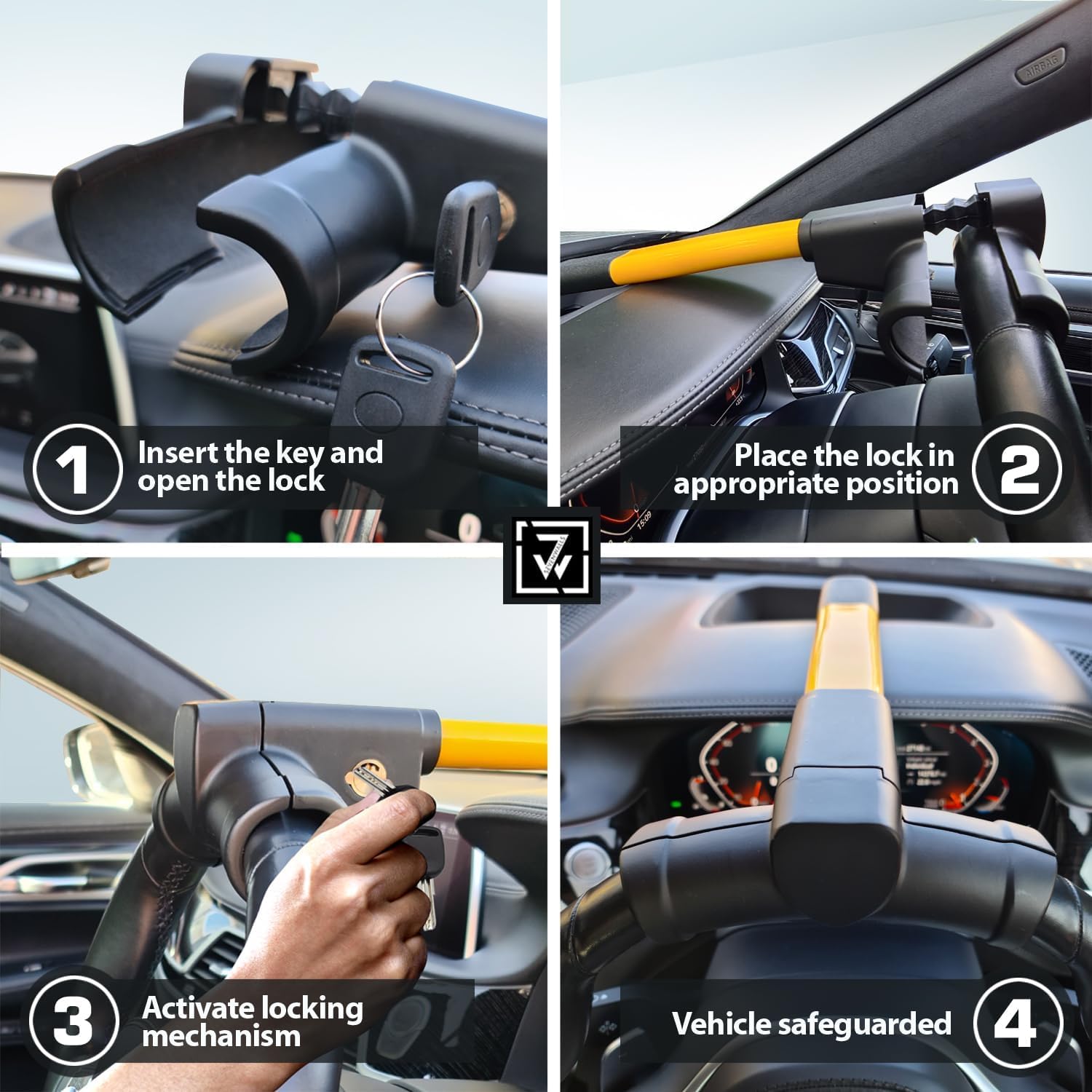 Lenkradkralle Für Citroen Berlingo (5 Sitze), Lenkradschloss für Auto, Einziehbares Auto Lenkradschloss, Lenkradsperre Wegfahrsperre