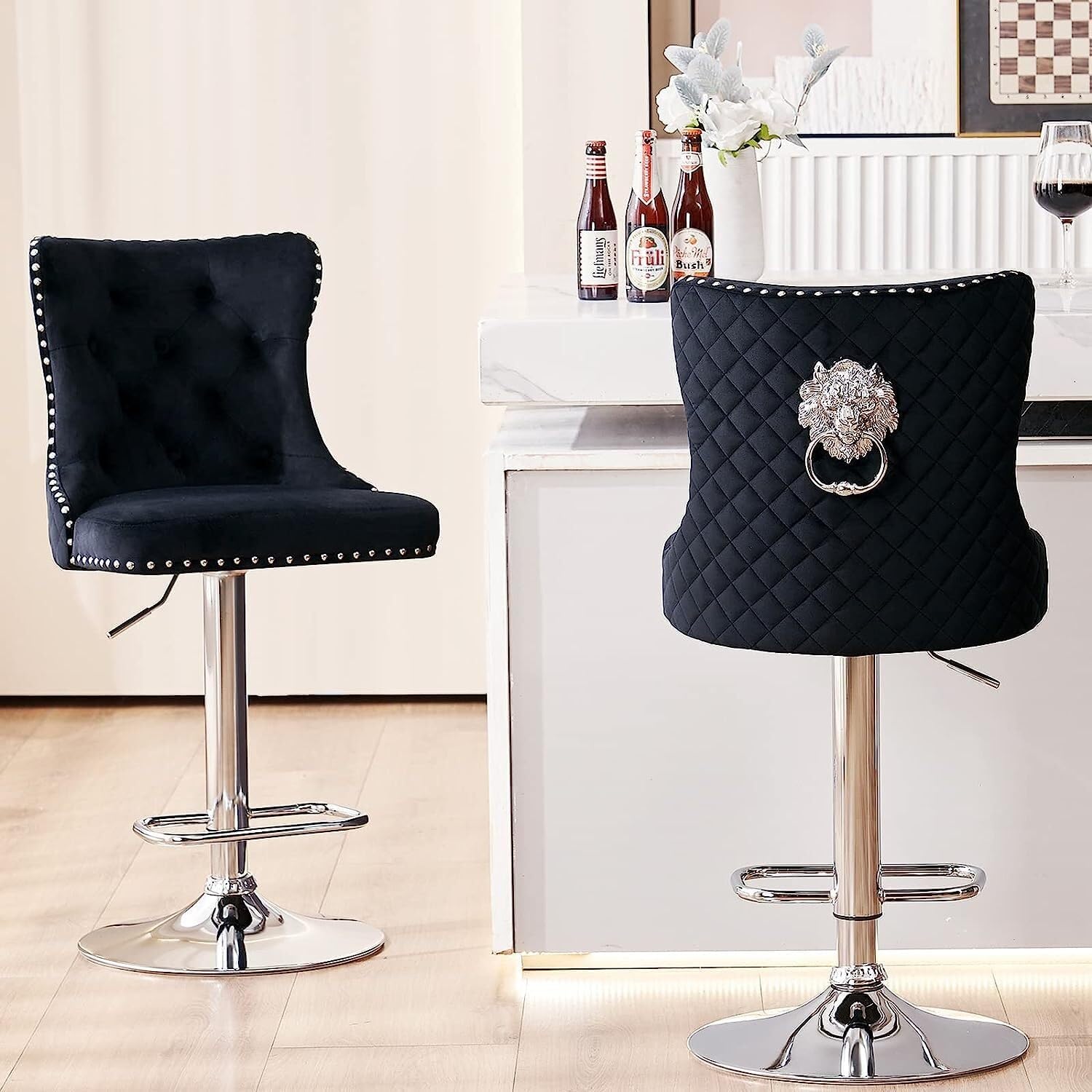 Amazon.de Barhocker 2er Set, Velvet Tufted Bar Stools Set of 2, Swivel