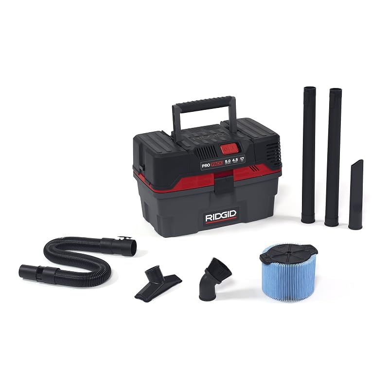 RIDGID 50318 4500RV Aspirador Portátil de Pó e Líquidos 17,0 L com Motor de 5,0 HP, Mangueira Expansível e Função Soprador