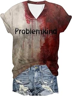 2025 - Camiseta de manga corta para mujer, cuello redondo, estampado, 2 en 1, look