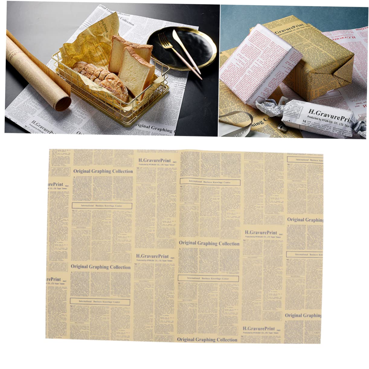 Beavorty Retro-geschenkpapier Aus Zeitungspapier 40 Blatt Kraftpapier-verpackungen Für Blumen Vielseitige Verpackung Für Partygeschenke Bastelarbeiten
