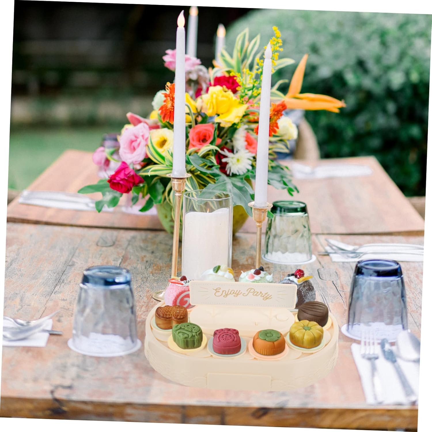 Rotating Sushi Display Stand Multi-Function Automatic Rotating Cake Cupcake Holder