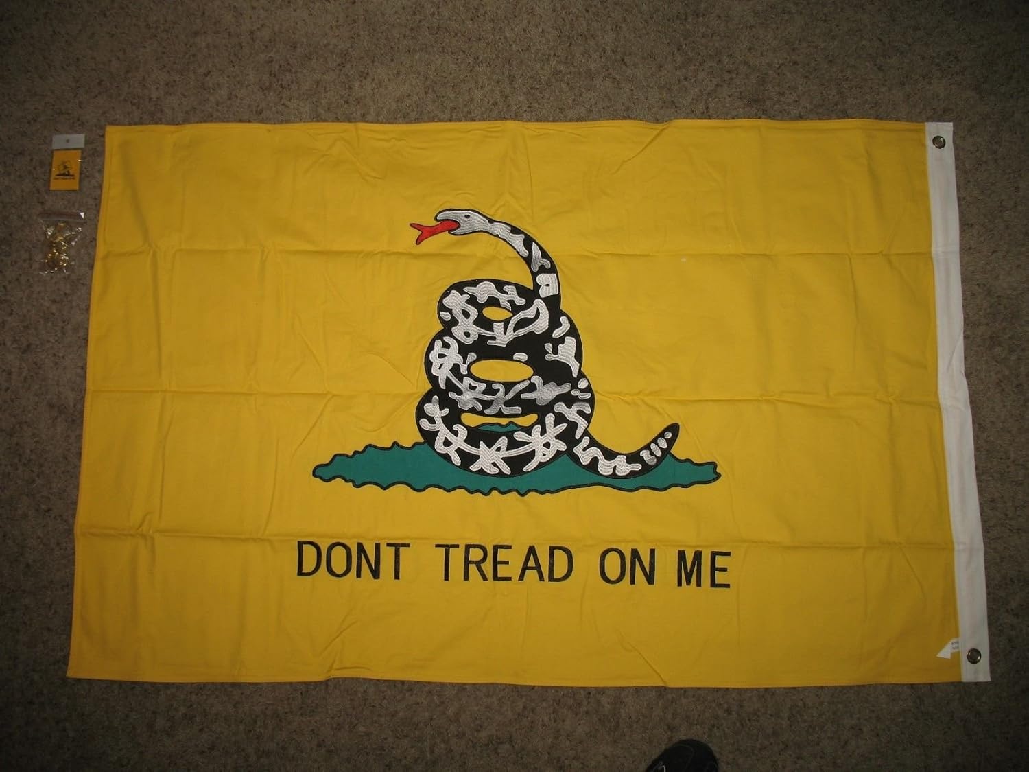Embroidered Sewn Double Sided Gadsden Tea Party Cotton Flag Banner Gift Set
