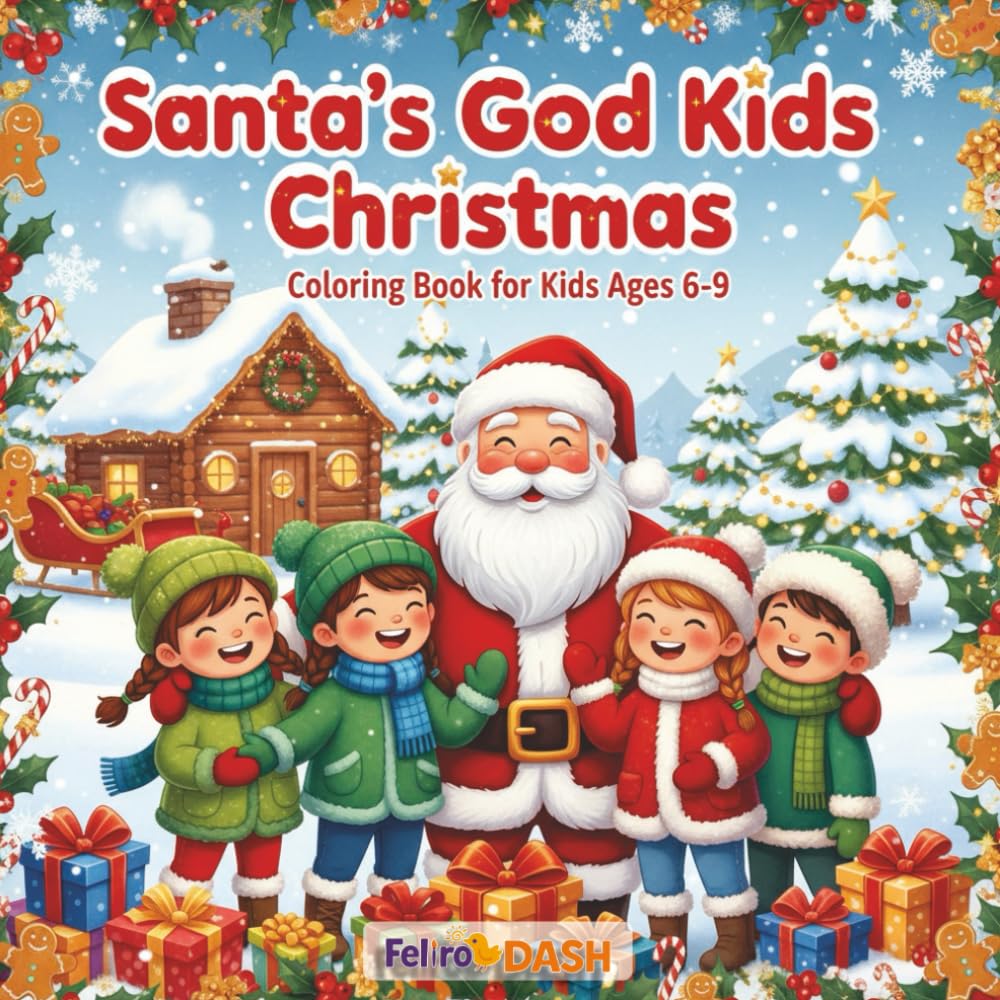 Santa's Good Kids Christmas: A cute kawaii Christmas coloring book for ages 6–9, filled with joyful holiday scenes, Santa fun, and festive gifts to color and enjoy!