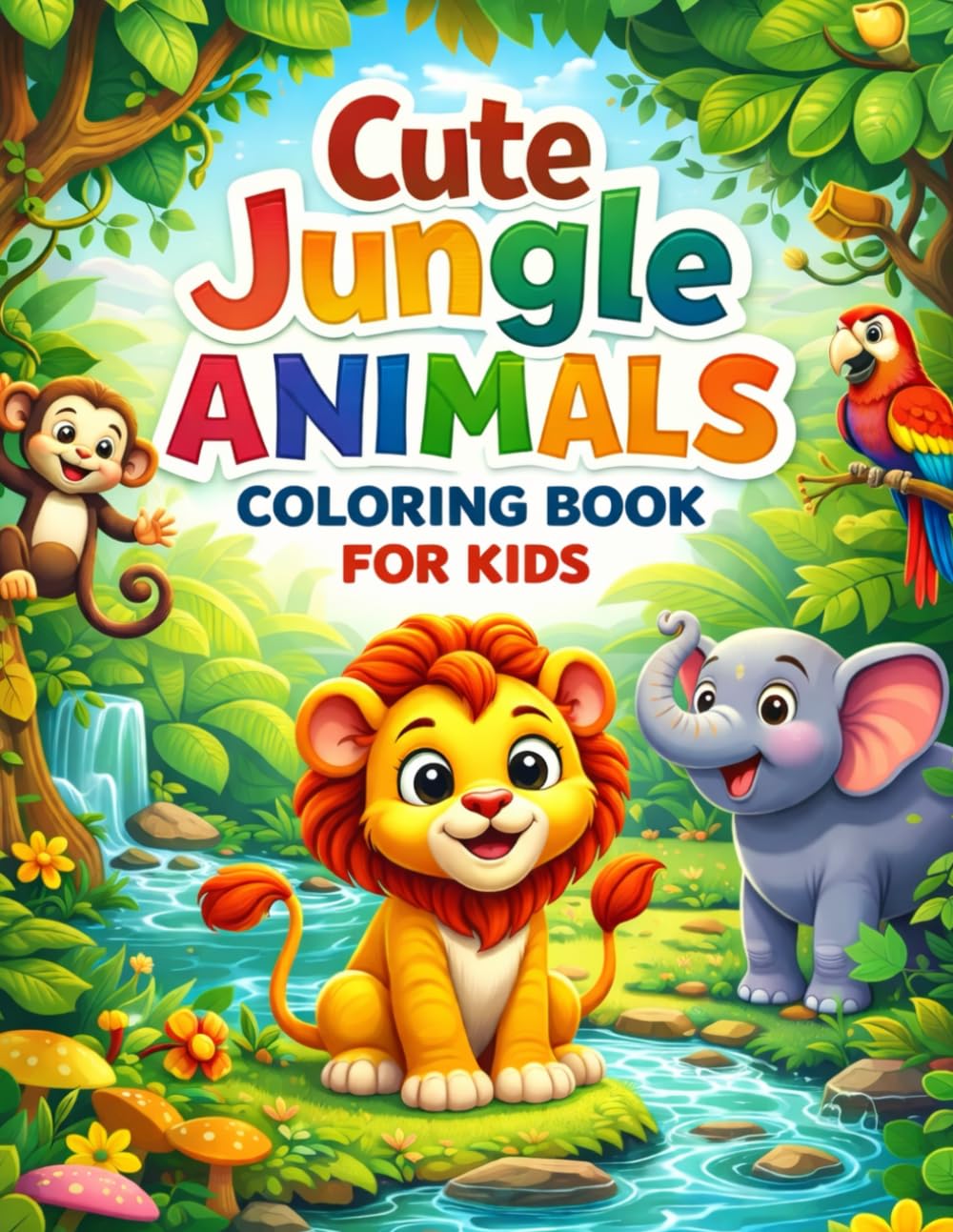 Cute Jungle Animals Coloring Book for Kids