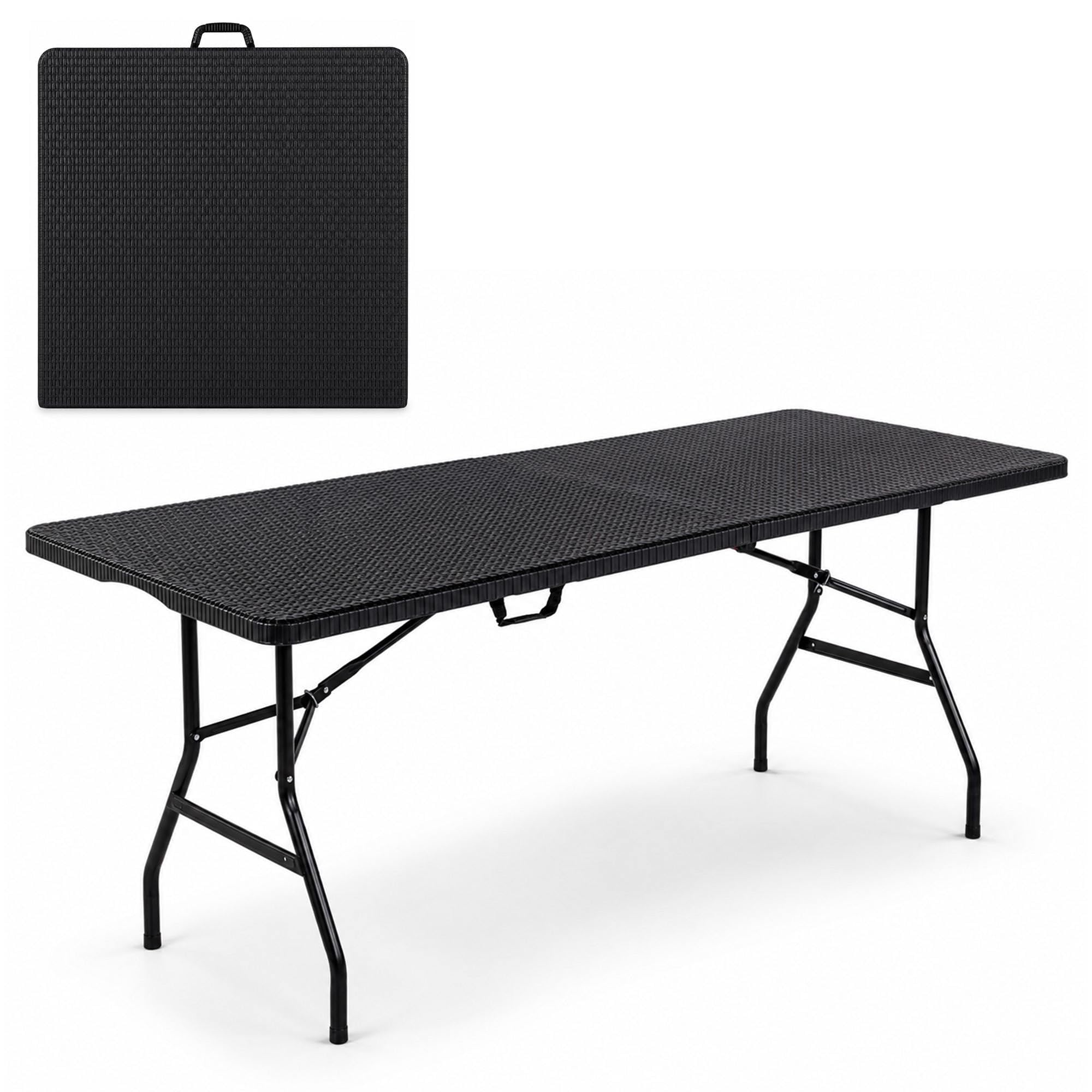 Oypla Heavy Duty Folding Catering Garden Trestle Table - 6ft, Rattan