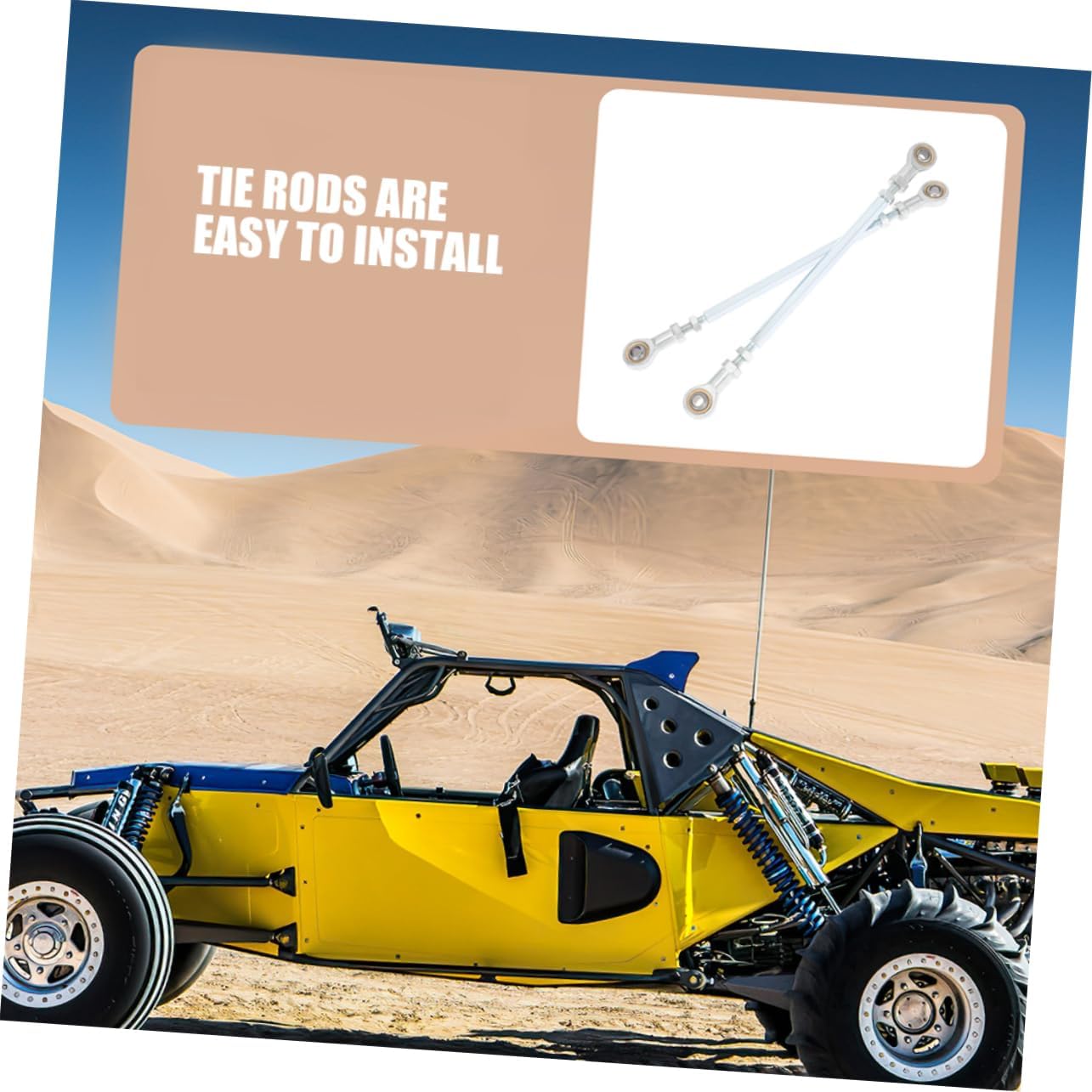 Cabilock 4pcs Mini Steering Stem Tie Rod Assembly Kit for ATV Repair Compatible Beach Cart Accessories