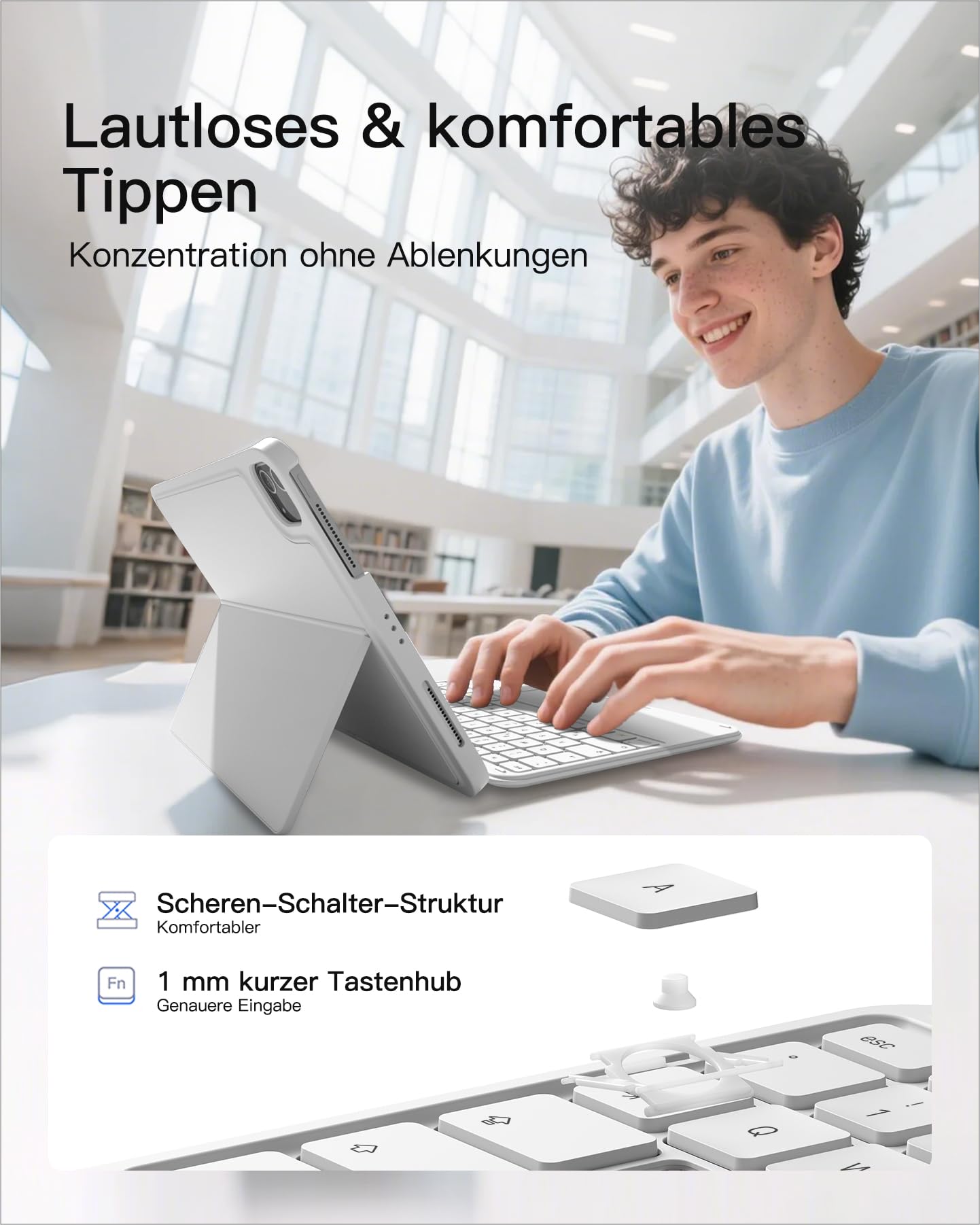 Inateck Etui z klawiaturą, ultralekka klawiatura do iPada 10 generacji, iPad Air 6 11" 2024, iPad Air 5/4 10,9", iPad Pro 11 4/3/2/1 generacji, zdejmowane, z touchpadem, QWERTZ, KB04122