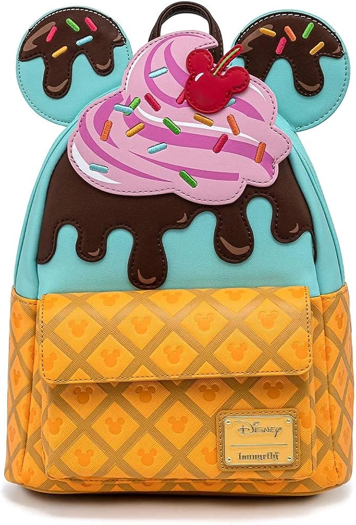 Loungefly Disney Mickey and Minnie Mouse Sweets Ice Cream Womens Double Strap Shoulder Bag Purse
