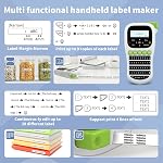 Label Maker Machine with 4 Tapes, Portable Handheld Label Printer, Backlit-LCD & Bolder Fonts & One-Touch Keys, 12mm Laminated Inkless Labeling Maker, for School Office Organization