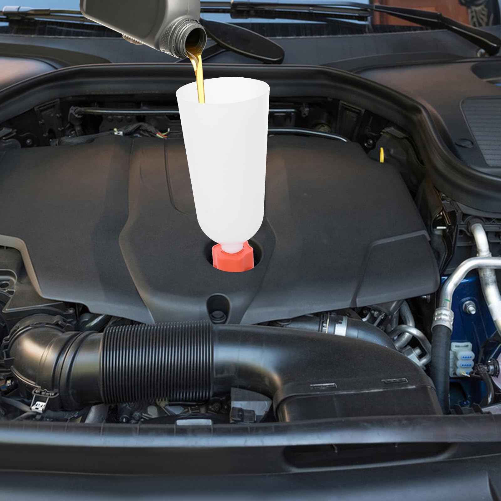 Juego de 24 piezas de llenado de aceite para motor con embudo de 2 L y juego de embudo de aceite universal, herramienta profesional para cambio de aceite de coche limpio, apto para coches, camiones y