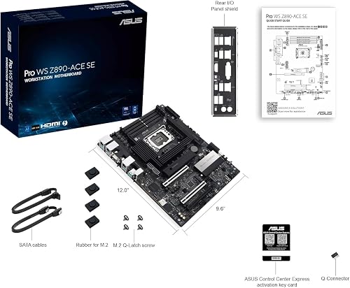 ASUS Pro WS Z890-ACE SE, Carte mère Intel ATX, 16+2+1+2 Phases d'alimentation, Emplacement DDR5, PCIe 5.0 pour Cartes Graphiques de Nouvelle génération, 4 emplacements M.2, Ports USB-C Thunderbolt, - 6