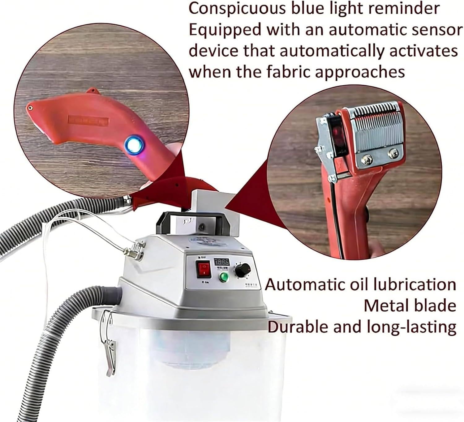 Machine de coupe de fil de tissu, puissance de 450 W, sans balais intelligent, régulation de la vitesse en continu, coupe de 15 à 50 mm de largeur, idéale pour les usines de vêtements