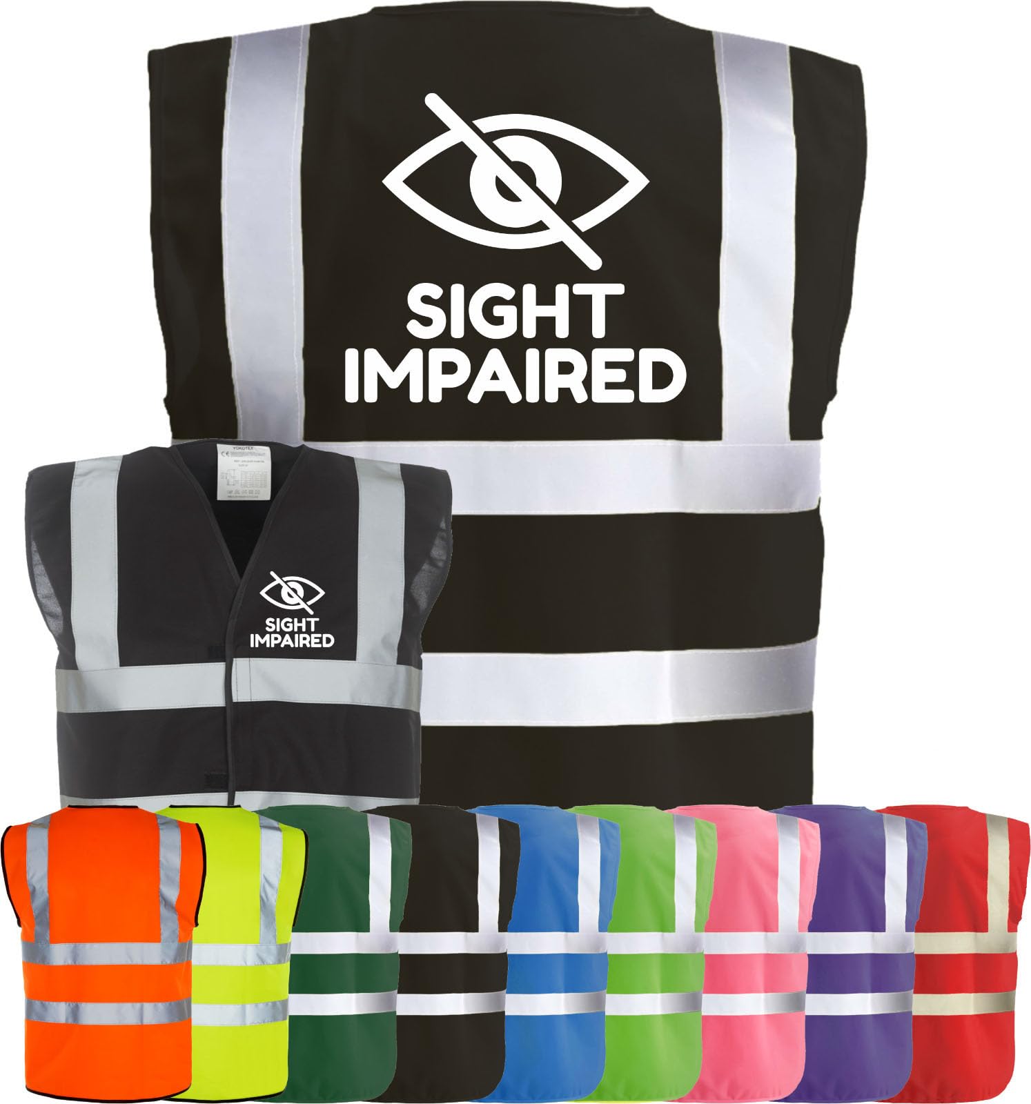 Corporate Togs Sight Impaired Blind Aid Printed Vest - Hi Vis Safety Vest, Waistcoat, High Visibility, Fastening Waistcoat | Protective Safety Wear โ image 1