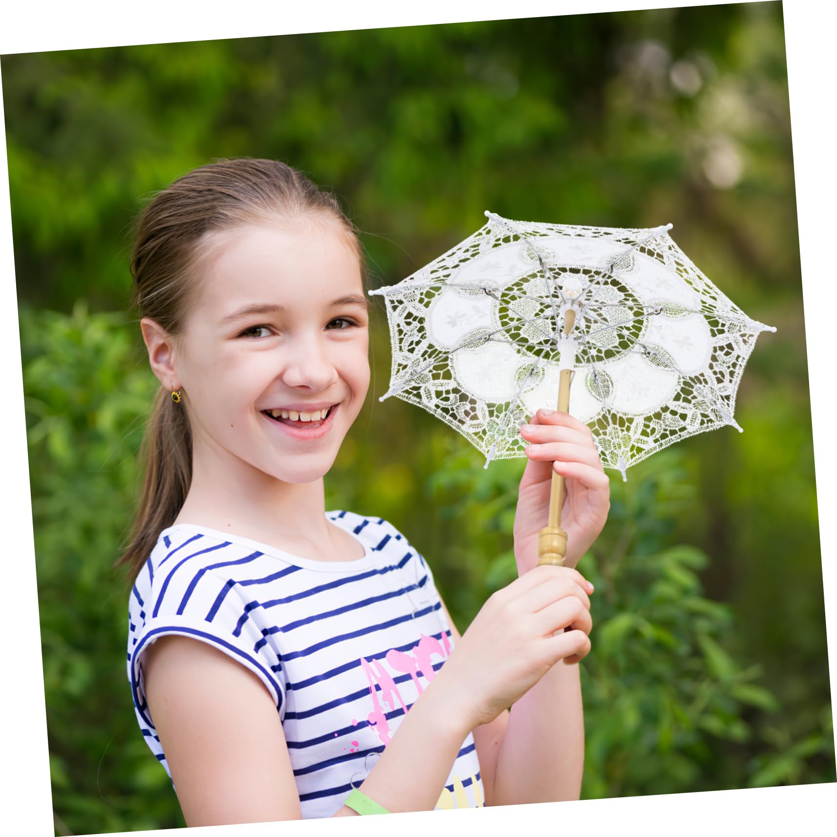 SOIMISS 4stücke Hochwertiger Eleganter Spitzenschirm Für Hochzeiten Und Fotografie Weißer Handgefertigter Regenschirm Mit Wunderschöner Stickerei Und Ergonomischem Griff Für Braut Und