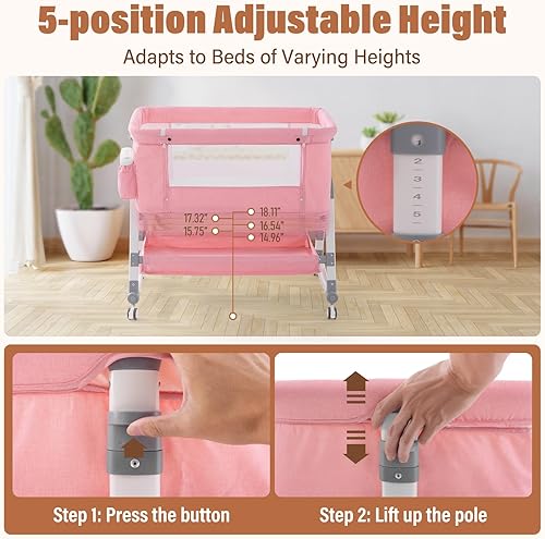 Miniatura 3 de Jaoul Cuna de bebé 4 en 1, cuna ajustable para bebé, fácil de plegar portátil, cuna mecedora con cómodo colchón de almacenamiento para bebés, recién