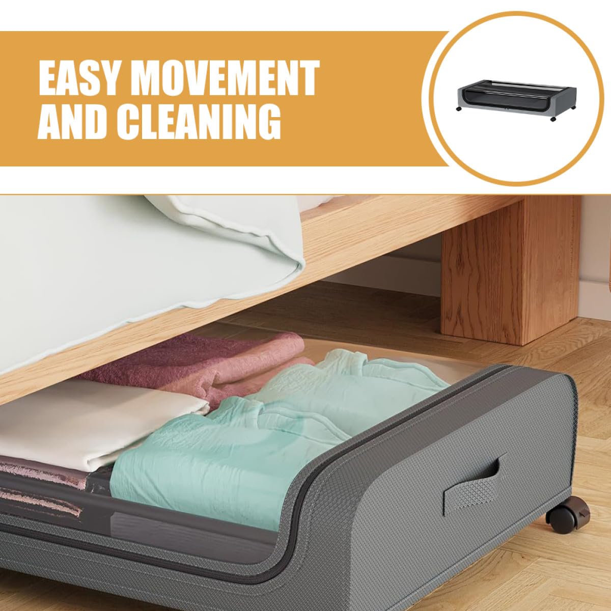 SUPVOX Cajones Ruedas para Almacenamiento Debajo Cama, Caja para Ropa y Artículos Diversos, Organizador Práctico para Dormitorio y Espacios Reducidos