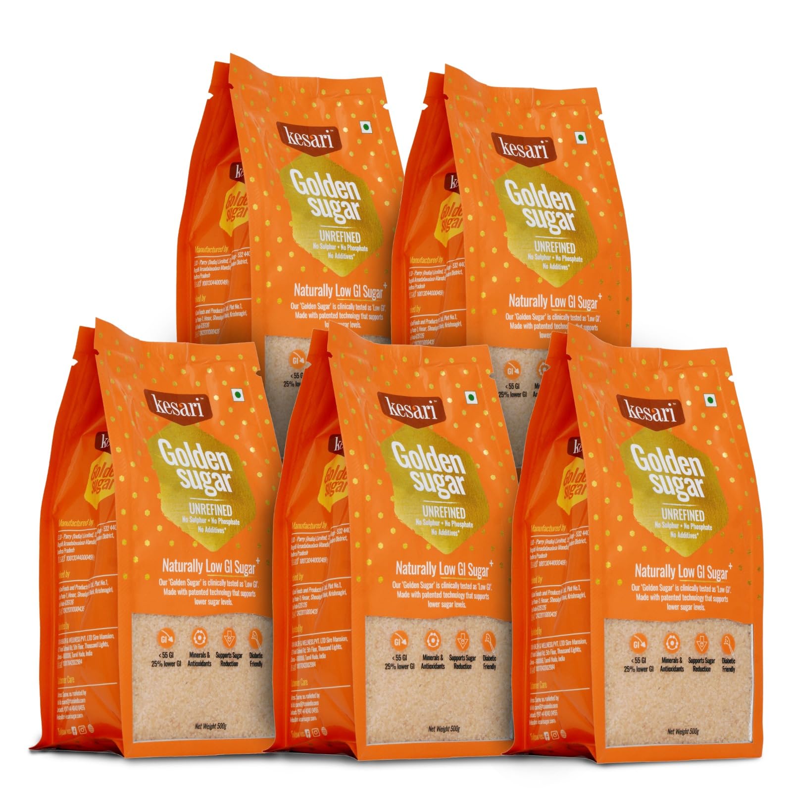 Kesari Golden Sugar Naturally Low GI Sugar | No Chemicals | Rich in minerals and antioxidants | Healthy sugar alternate for Brown sugar, White sugar 500 Grams pack (5) (B0CDLGJ53N) Amazon Price History, Amazon Price Tracker