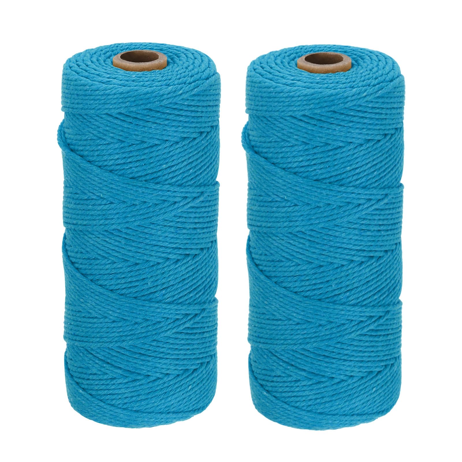 DMiotech 2 Pack 2mm x 150M (164 Yard) Bright Blue Natural Cotton Macrame Rope